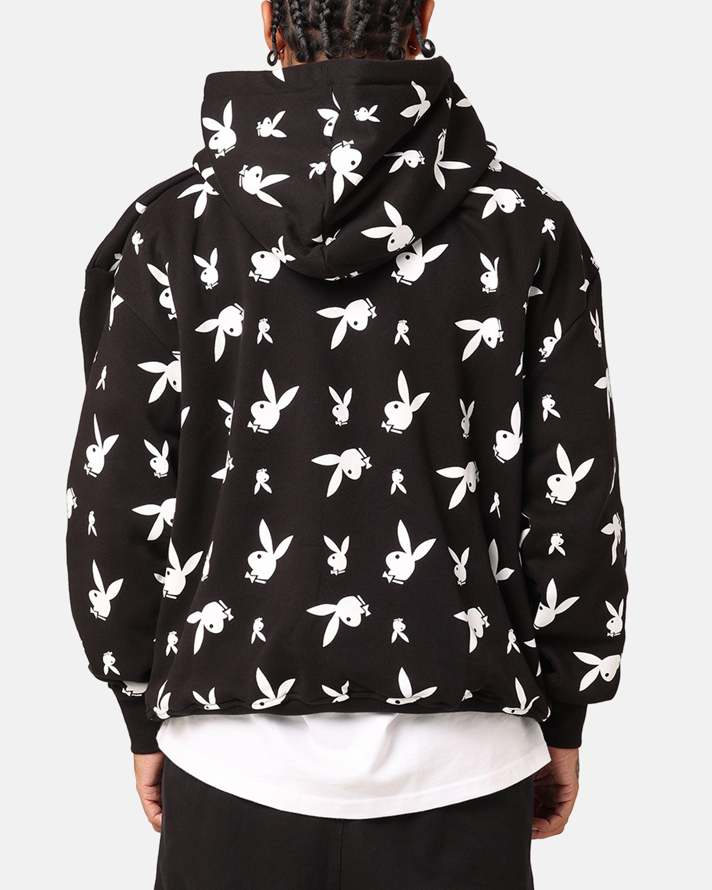 Warm Insulation Declare Playboy Gold Bunny All Over Hoodie Black