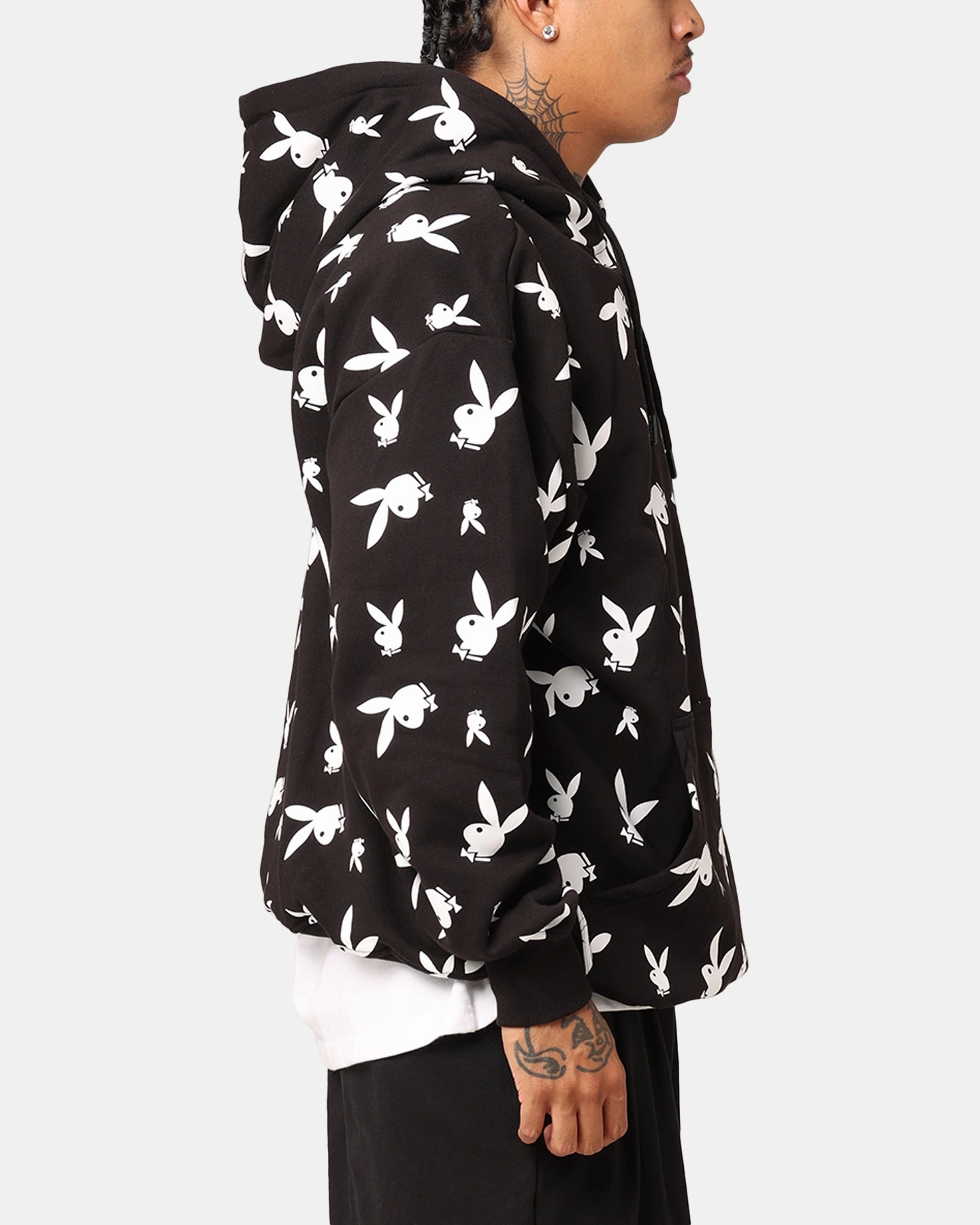 Playboy Gold Bunny All Over Hoodie Black hiker