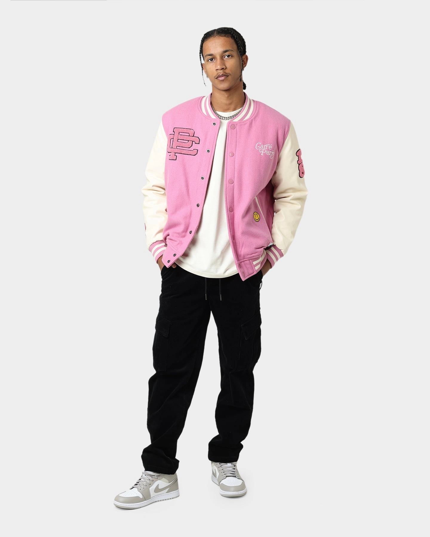 Warm Layer Carr?? Peace Varsity Jacket Pink