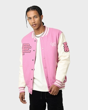Minimalist Aesthetic Adjustable Waist Tabs Carr?? Peace Varsity Jacket Pink