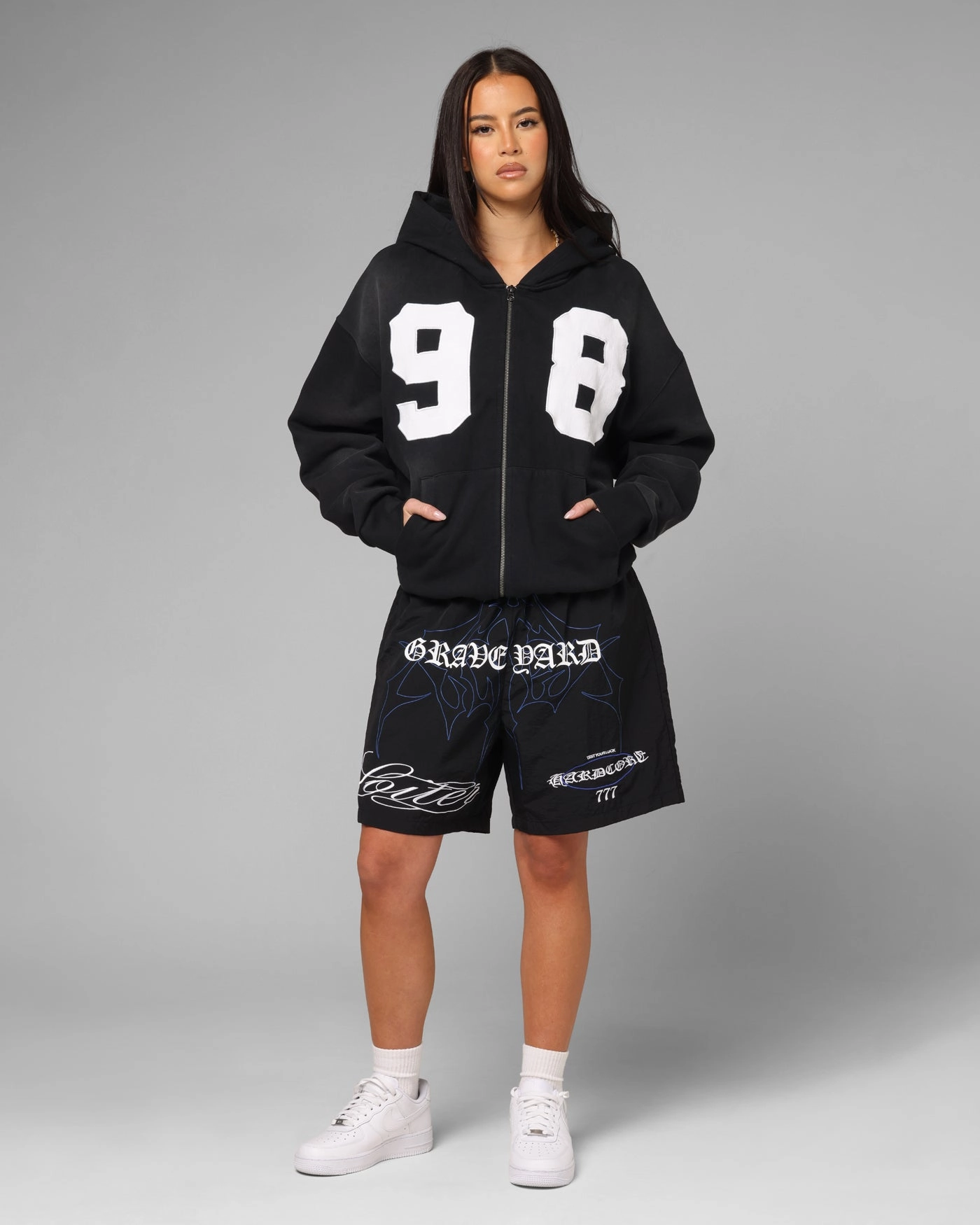 Loiter Cosmos Hoodie Washed Black Calendar Double Layered Edges