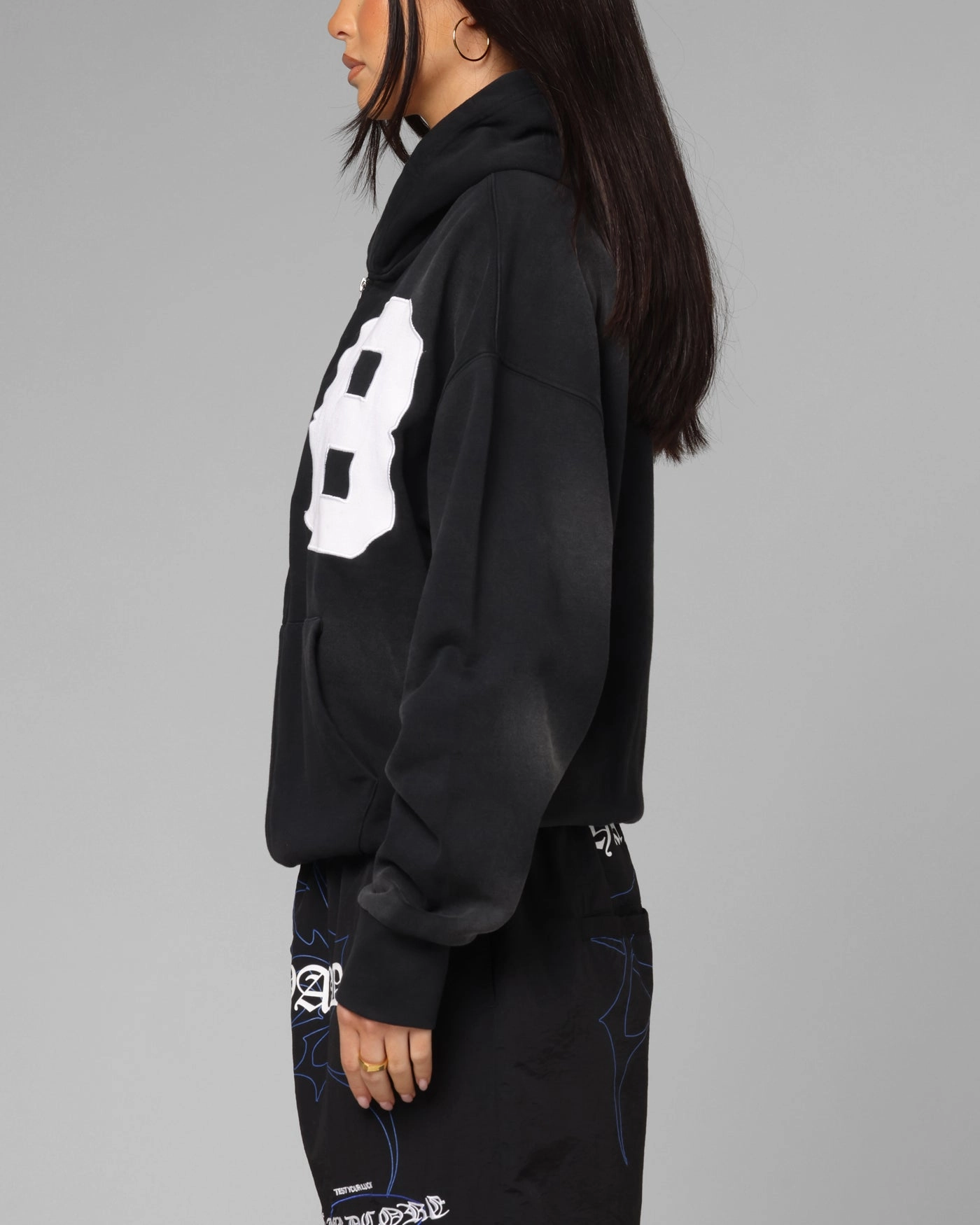 Anti Static Finish Loiter Cosmos Hoodie Washed Black