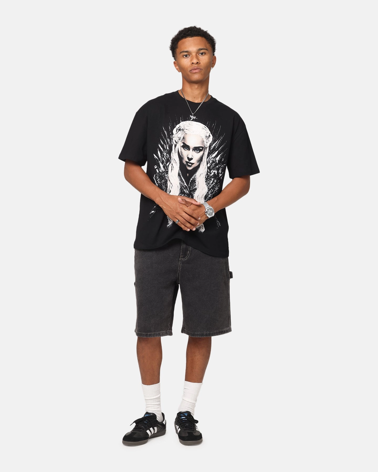 Unisex Fit Cozy Layer Goat Crew X Game Of Thrones Mother Of Dragons Vintage T-Shirt Black Acidwash