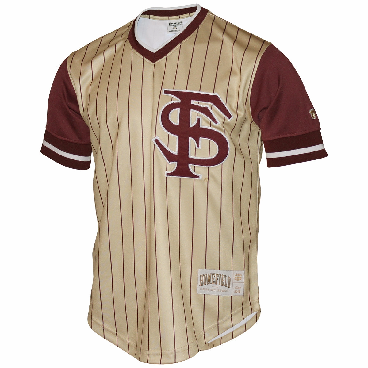 Homefield Men's Florida State 2000's Inspired Baseball Pinstripe Pullover - Gold Non Chafe Edging Vented Back Design