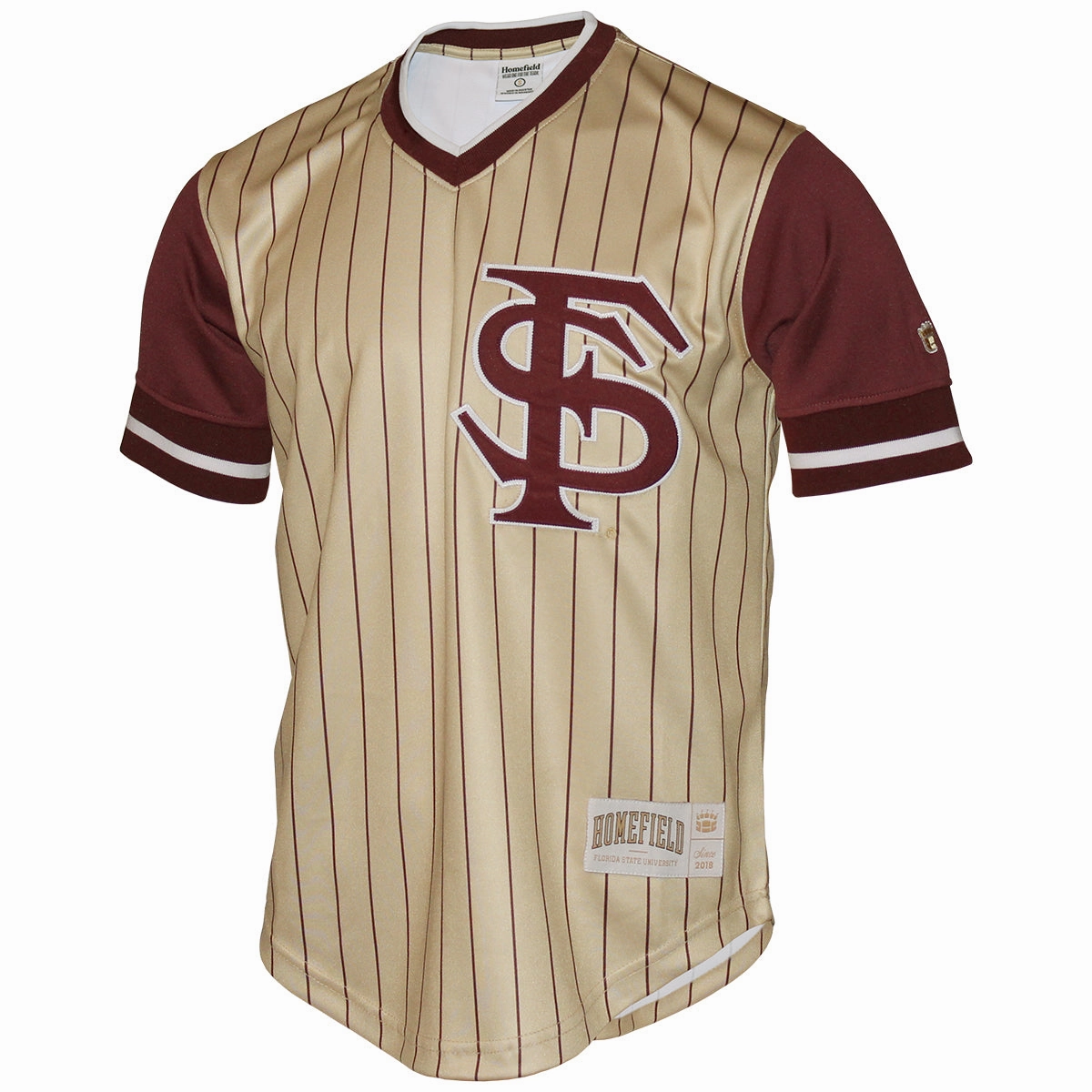 Contrast Trim Detailing Homefield Men's Florida State 2000's Inspired Baseball Pinstripe Pullover - Gold