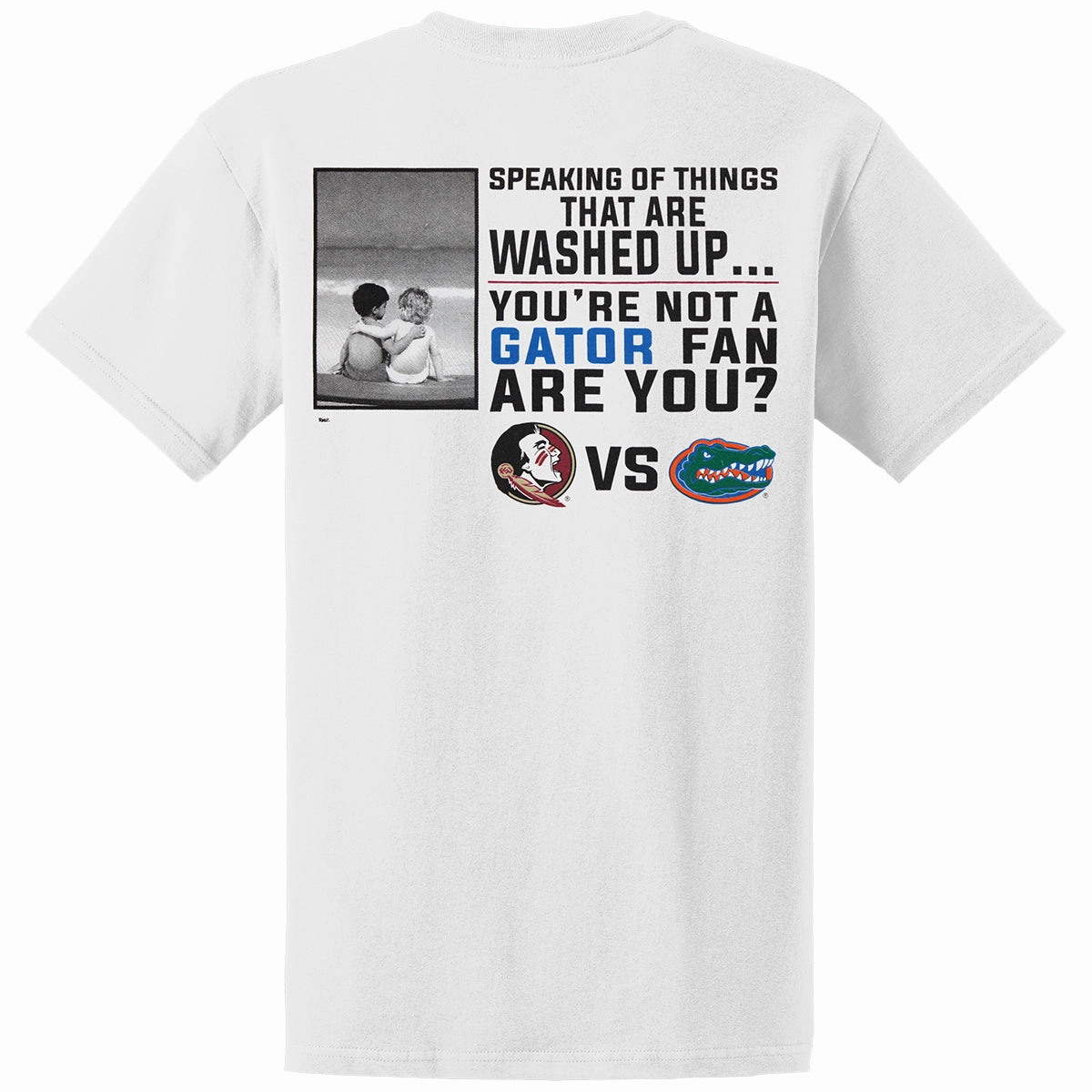 Daily Outfit Travel Wear Ragz Men's Message in a Bottle Washed Up Gator Design Short Sleeve T-shirt - White