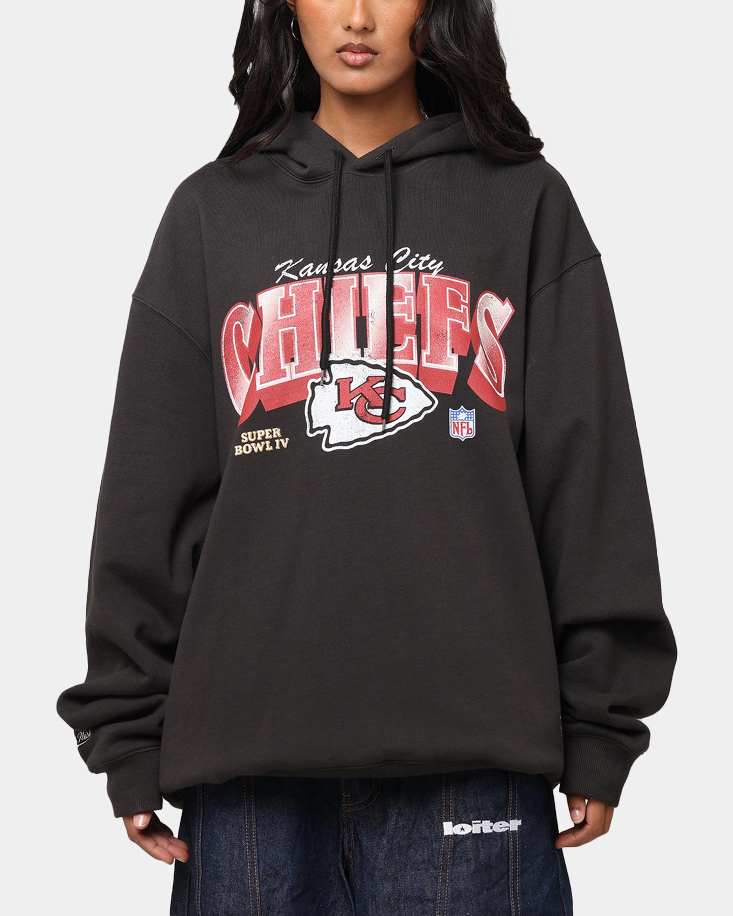 Mitchell & Ness Kansas City Chiefs Arch Hoodie Faded Black Tear Resistant size - inclusive