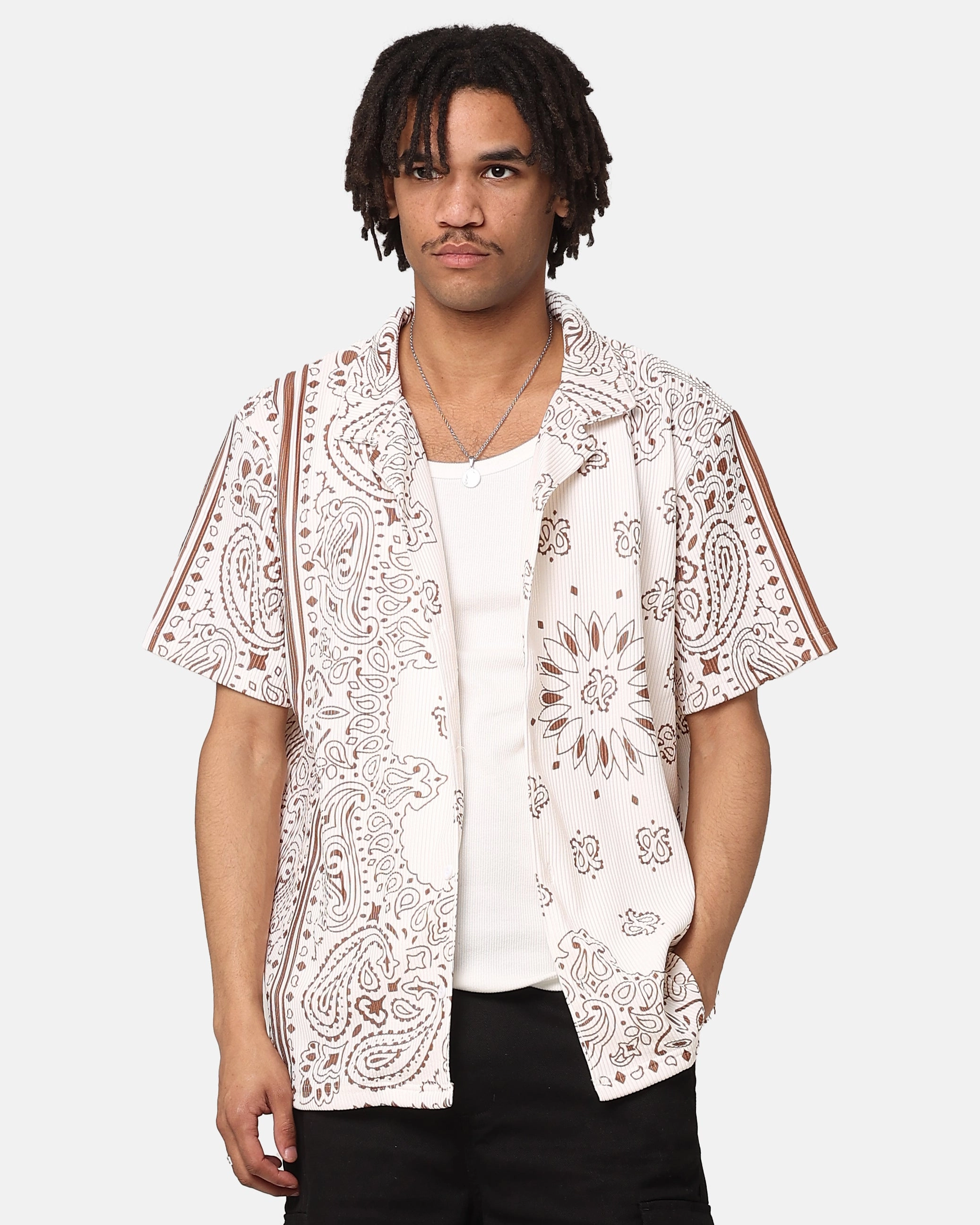 XXIII Paisley Nights Button Up Shirt Cream/Brown Classic Appeal