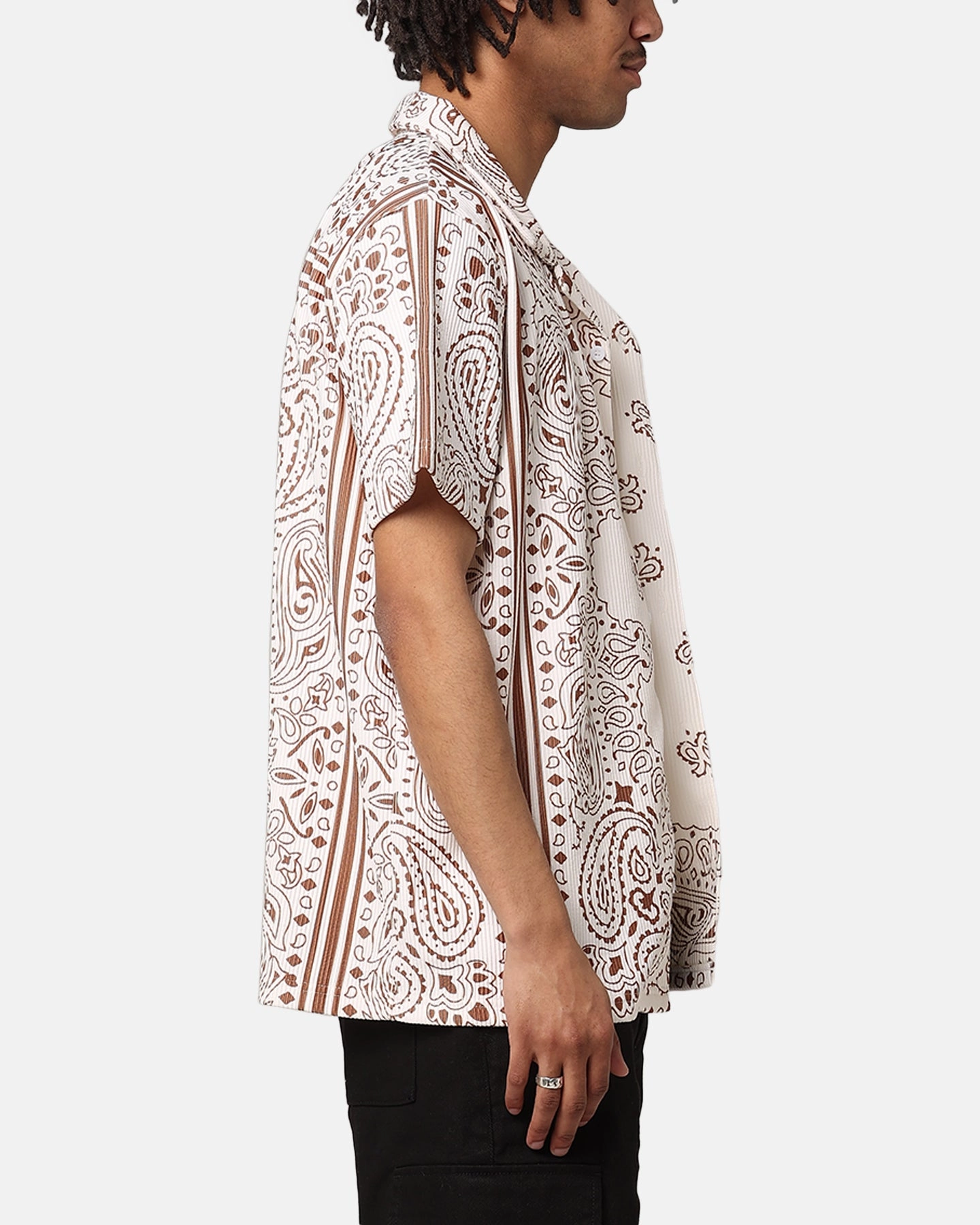 slim cut Nautical Look XXIII Paisley Nights Button Up Shirt Cream/Brown