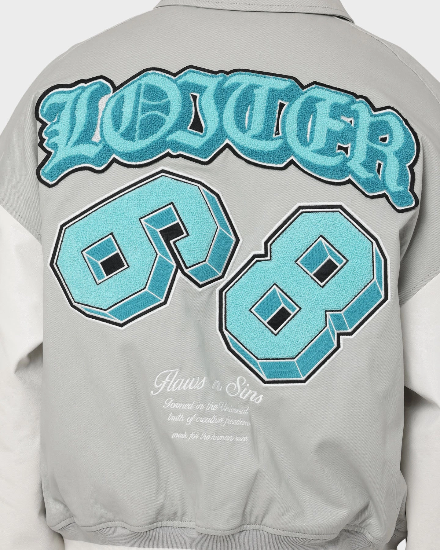 suitable for water sports Ventilation Panels Loiter Ethereal Varsity Jacket Light Grey