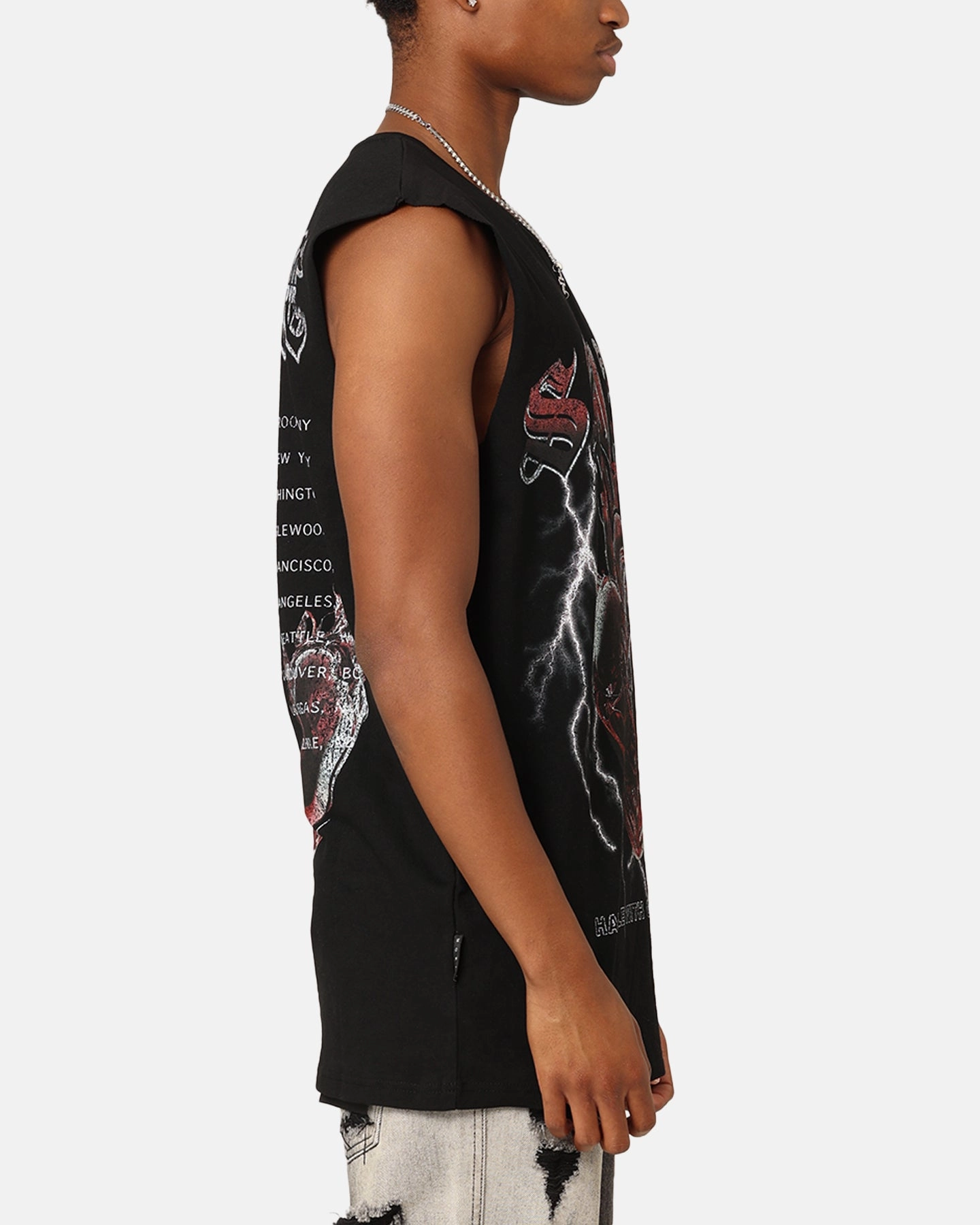 Urban Fashion Chic and Cozy Wear Saint Morta Handle With Care Tour Muscle T-Shirt Black