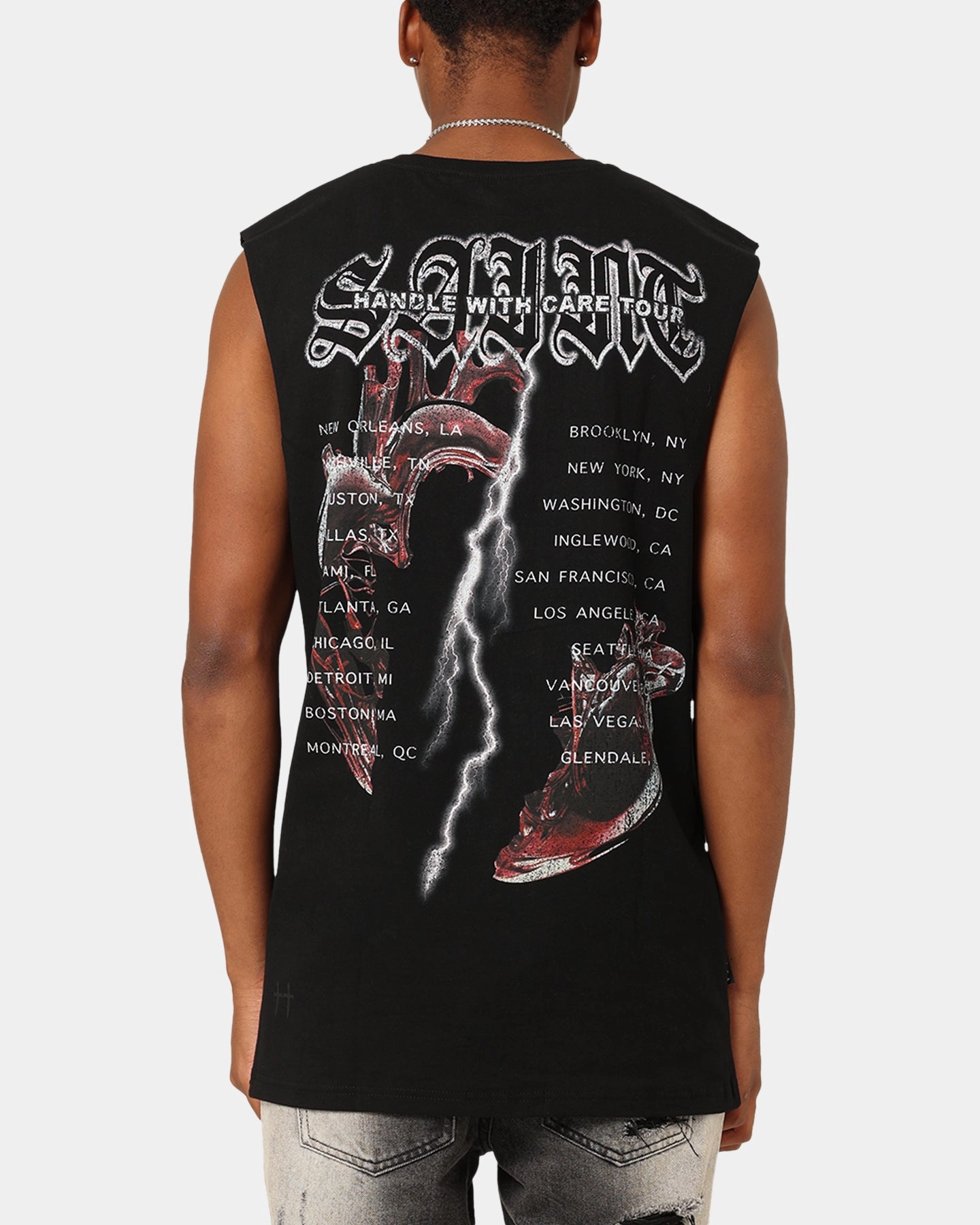Saint Morta Handle With Care Tour Muscle T-Shirt Black hypoallergenic material