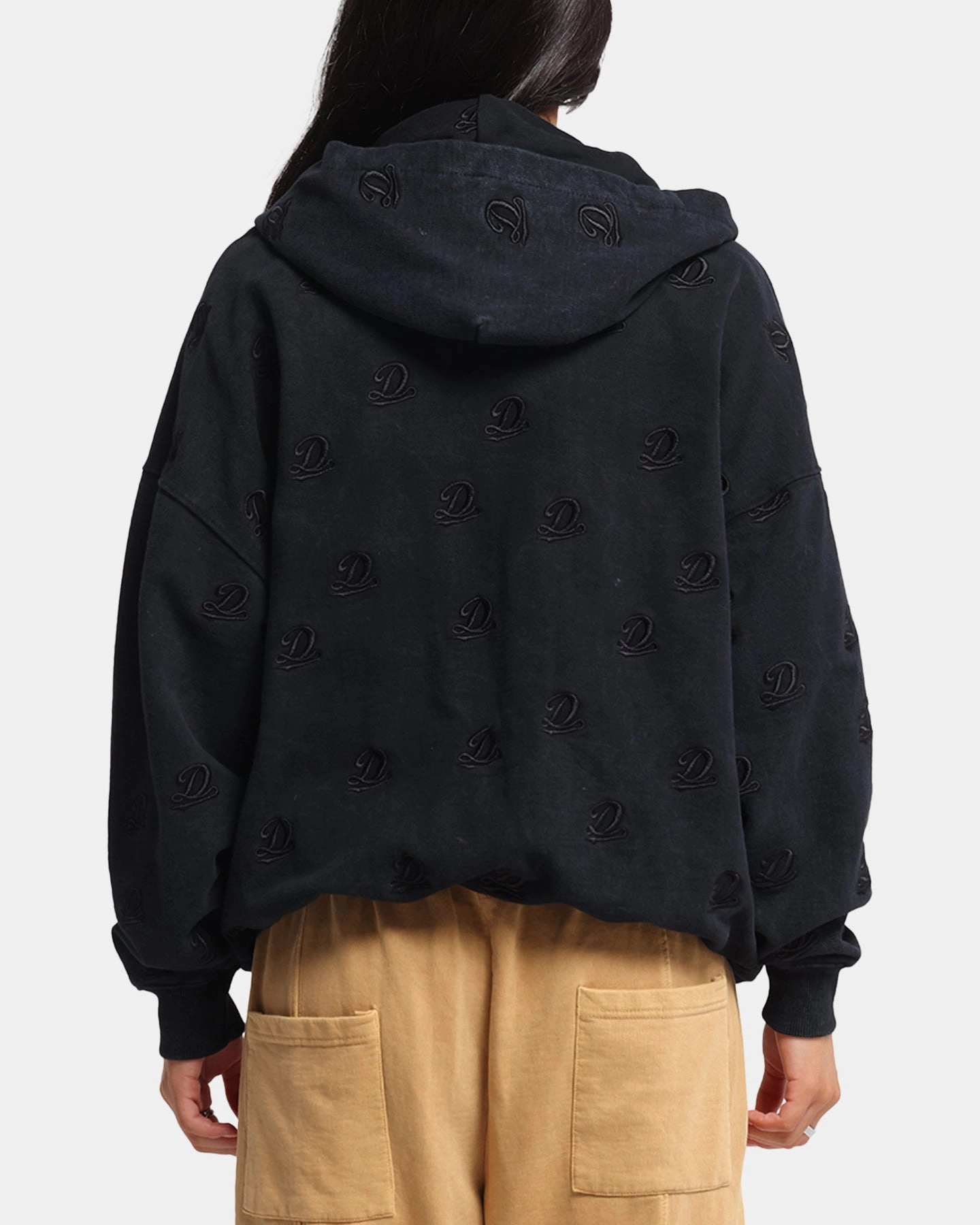Dreamville Logo All Over Zip Hoodie Dark Grey Lightweight Warmth