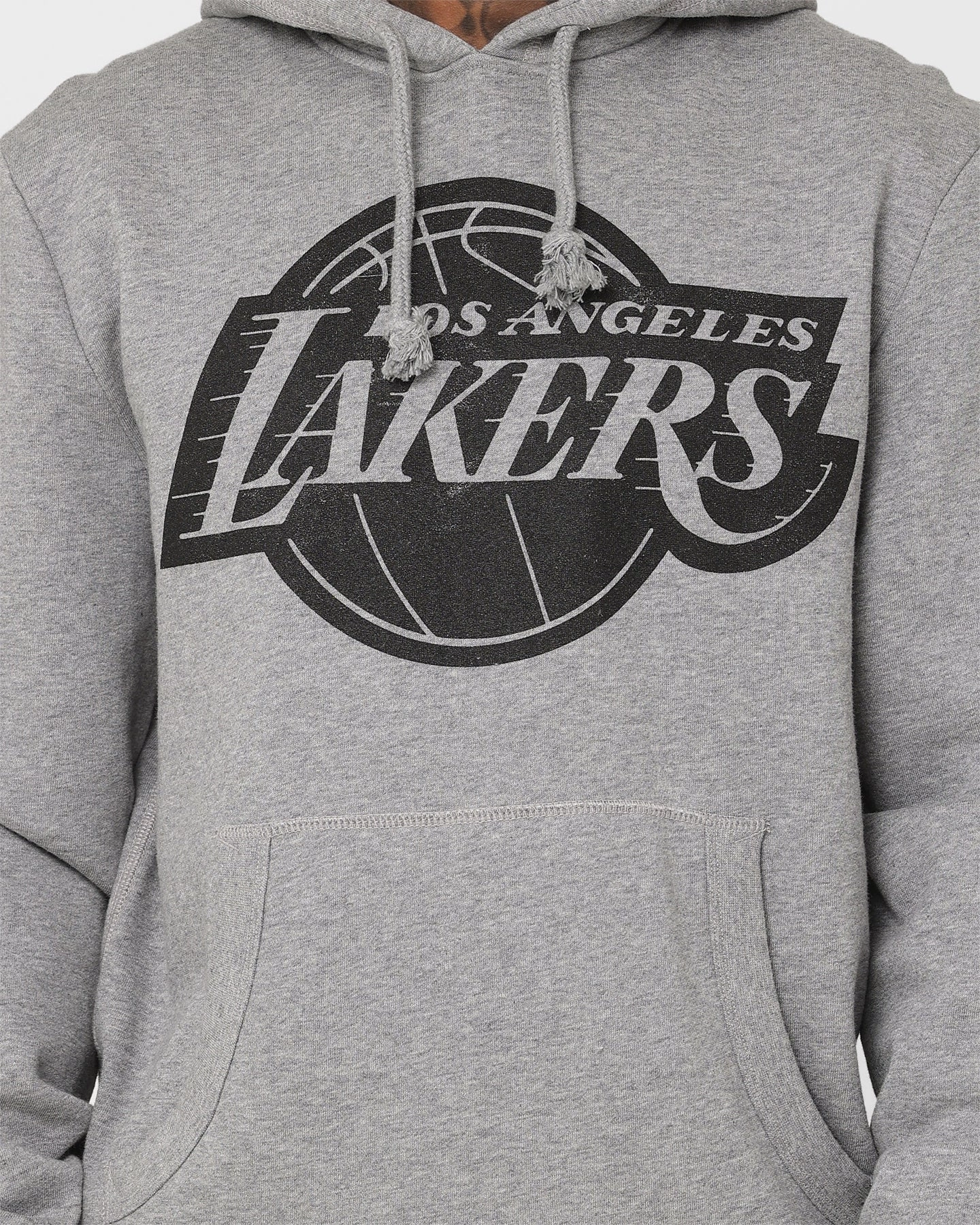Empathy Anti-pilling Mitchell & Ness Los Angeles Lakers XL Logo Hoodie Light Grey Marle