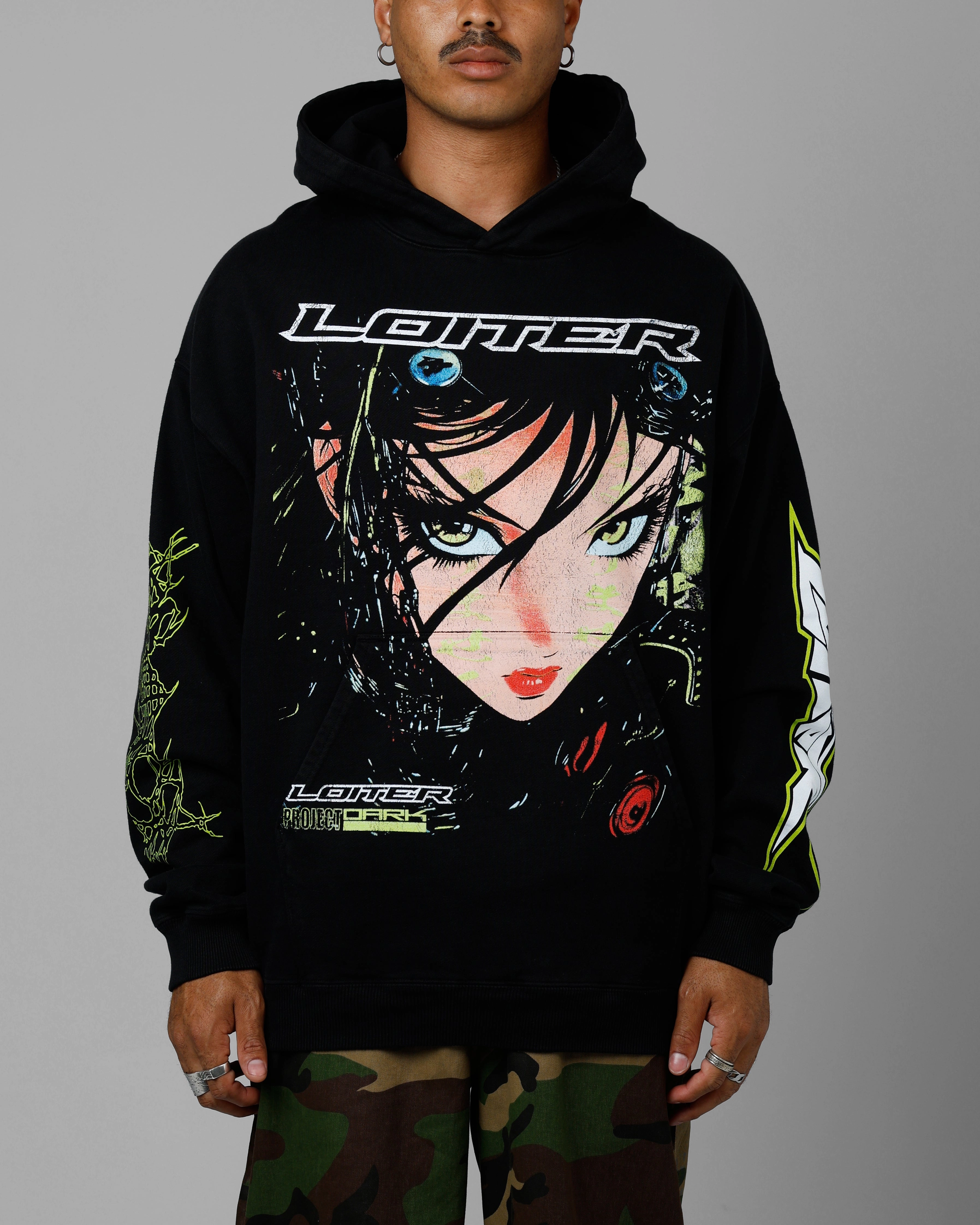 Recover Stretchy Loiter Project Dark Premium Hoodie Black