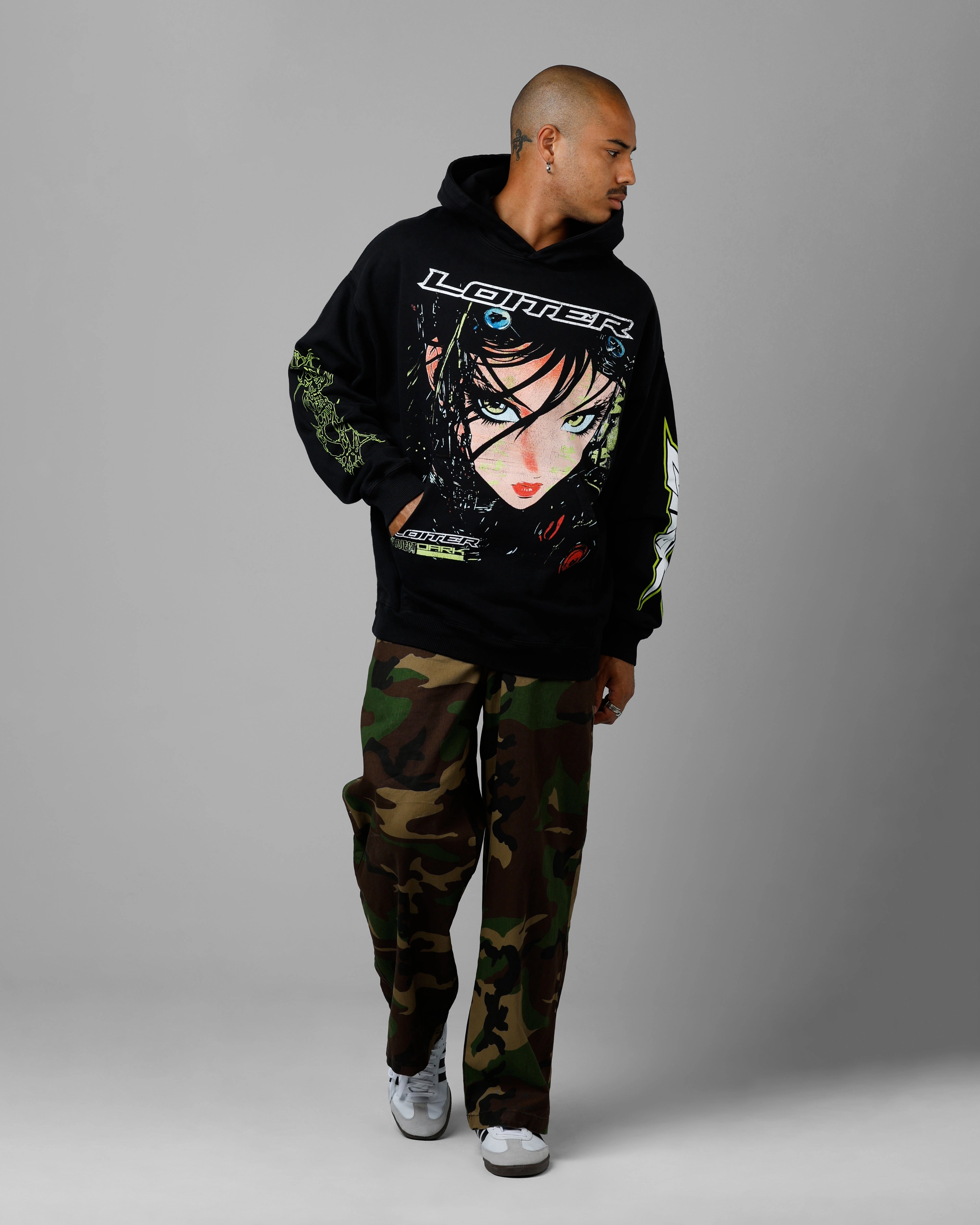 Loiter Project Dark Premium Hoodie Black Stretch Fabric