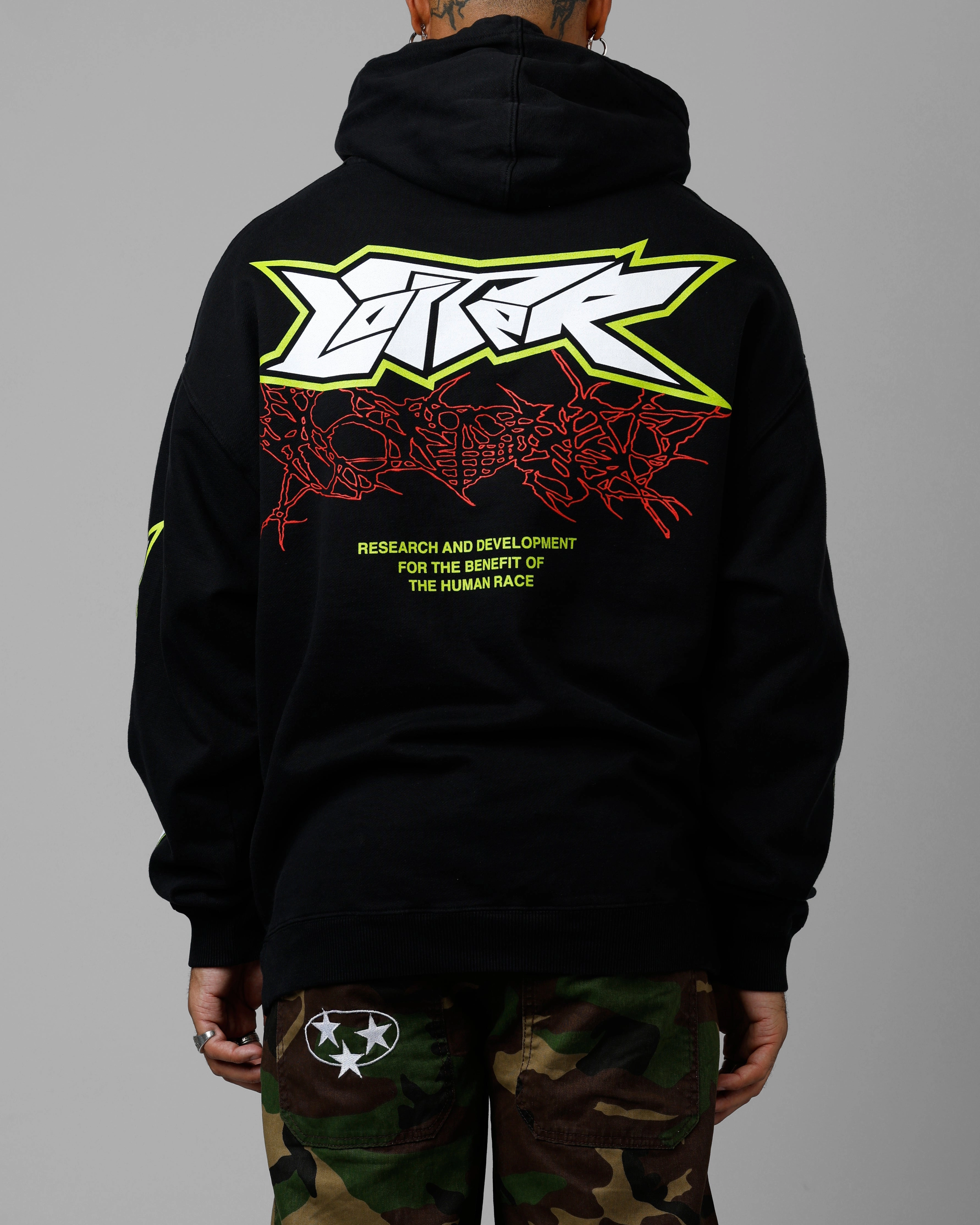 Loiter Project Dark Premium Hoodie Black Insulated Interior Bill