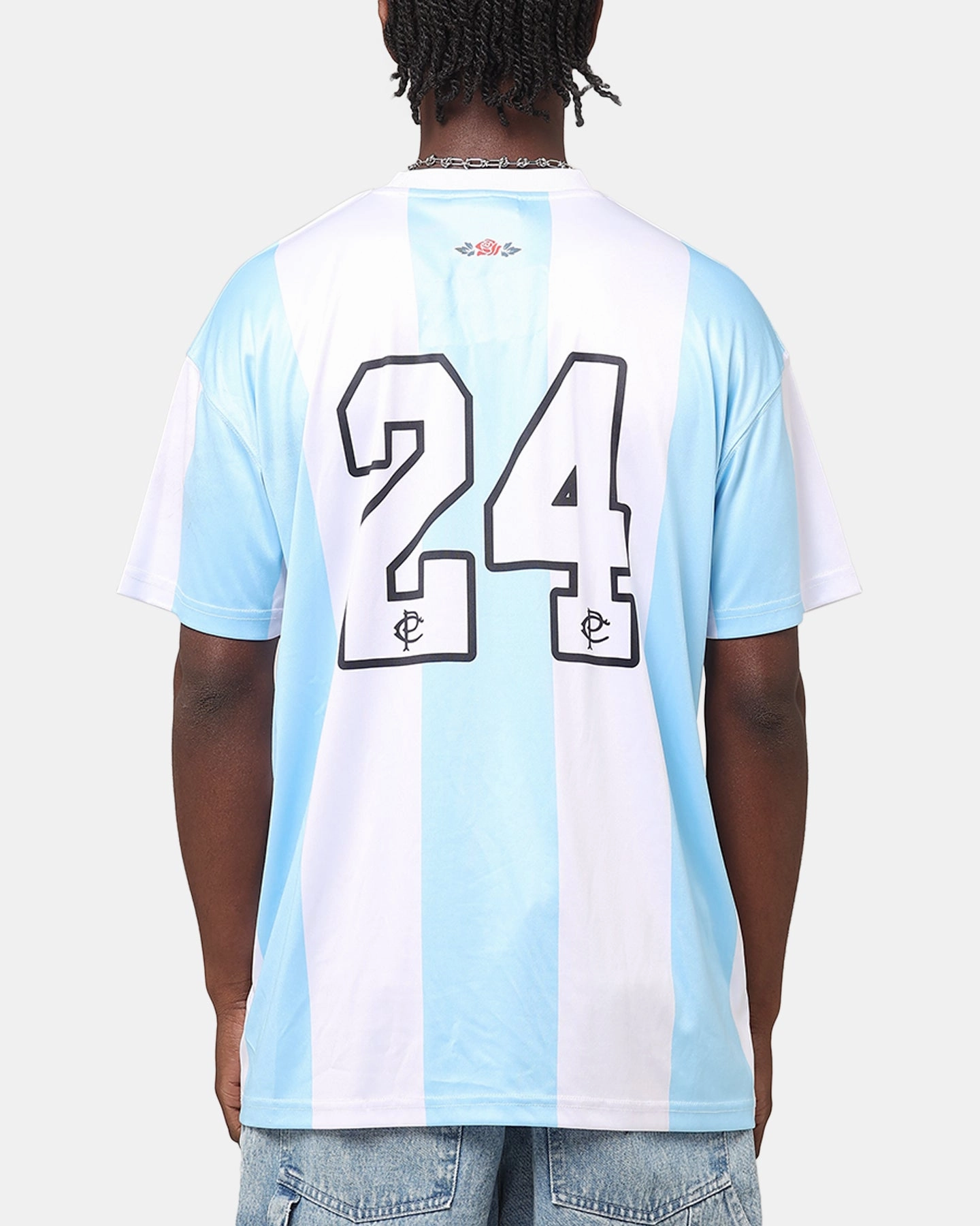 Carre Prestige Football T-Shirt Light Blue/White Plus size confidence