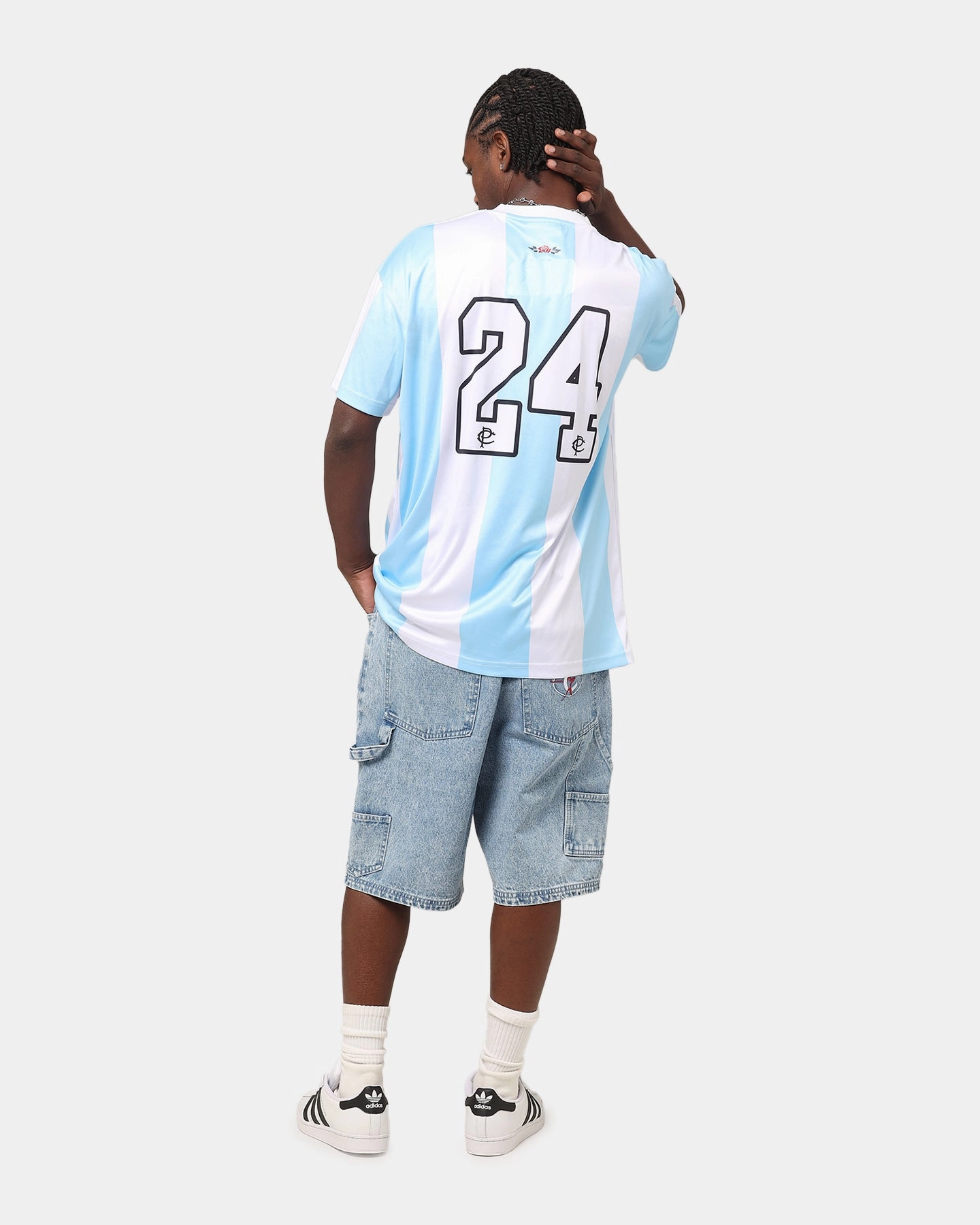 City Smart Look Carre Prestige Football T-Shirt Light Blue/White