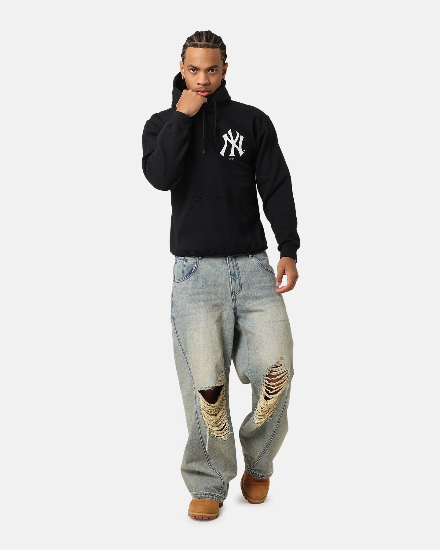 Quilted Inner Layer Majestic Athletic New York Yankees Doyers Chest Hoodie Black
