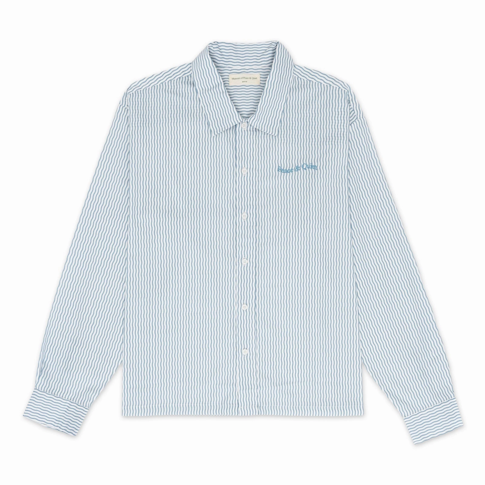 Museum Of Peace And Quiet Wordmark Poplin Button-Up 'Baby Blue' Tailored Style Tall friendly