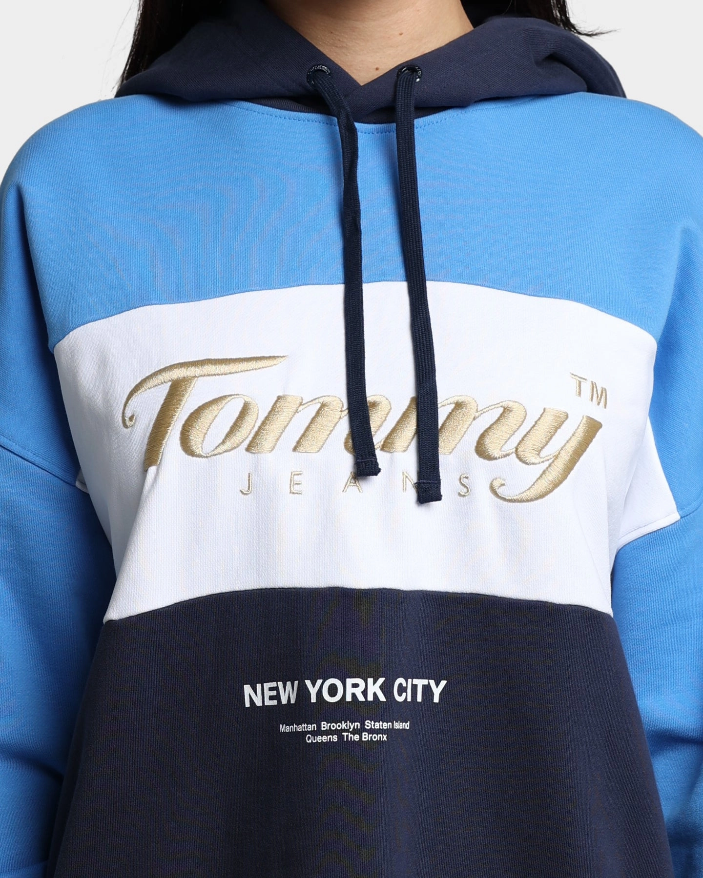 Odor Resistant Fabric Striped Tommy Jeans TJM Archive Hoodie Twilight Navy