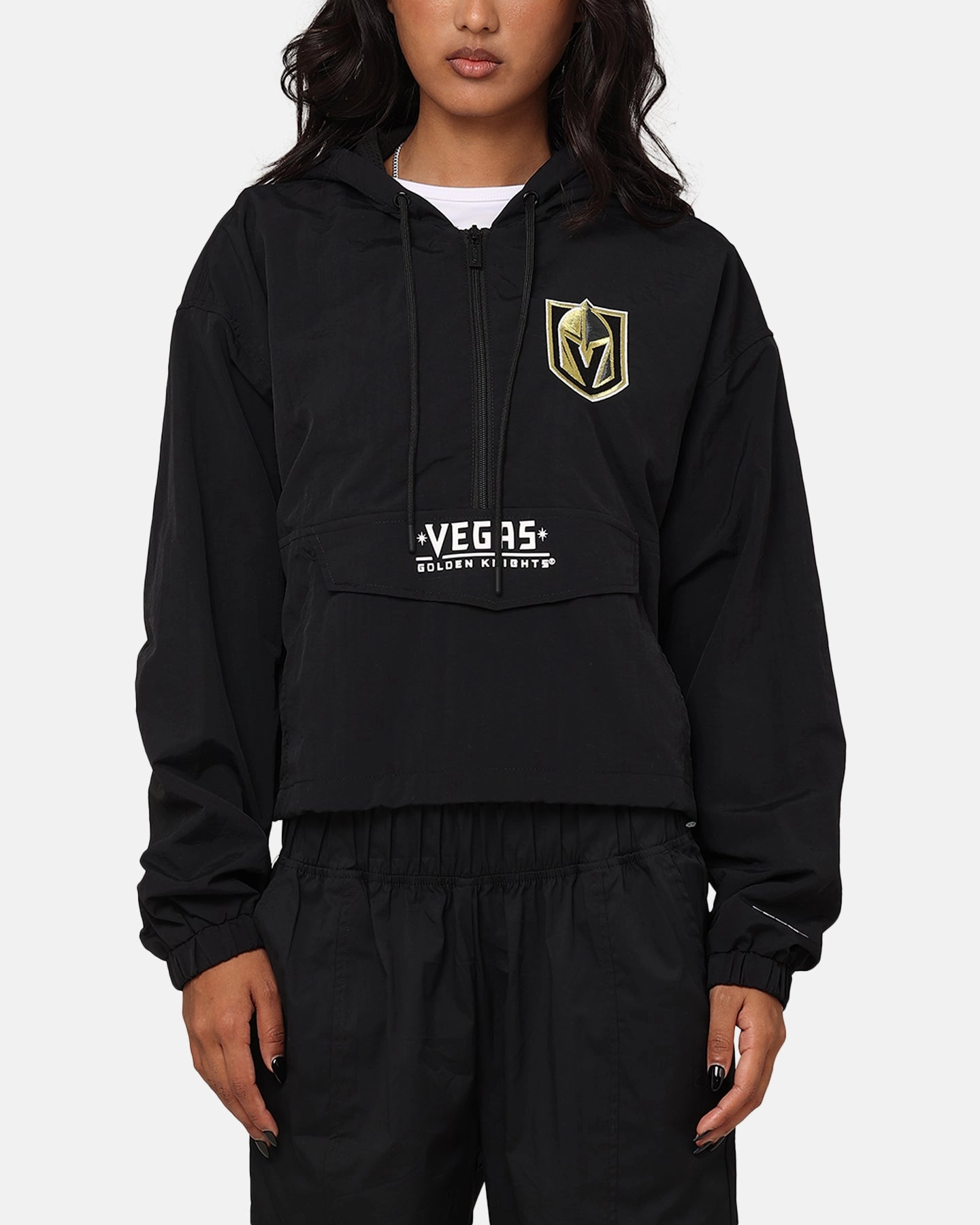 Consciousness Pro Standard Women's Vegas Golden Knights Woven Half Zip Cropped Jacket Black