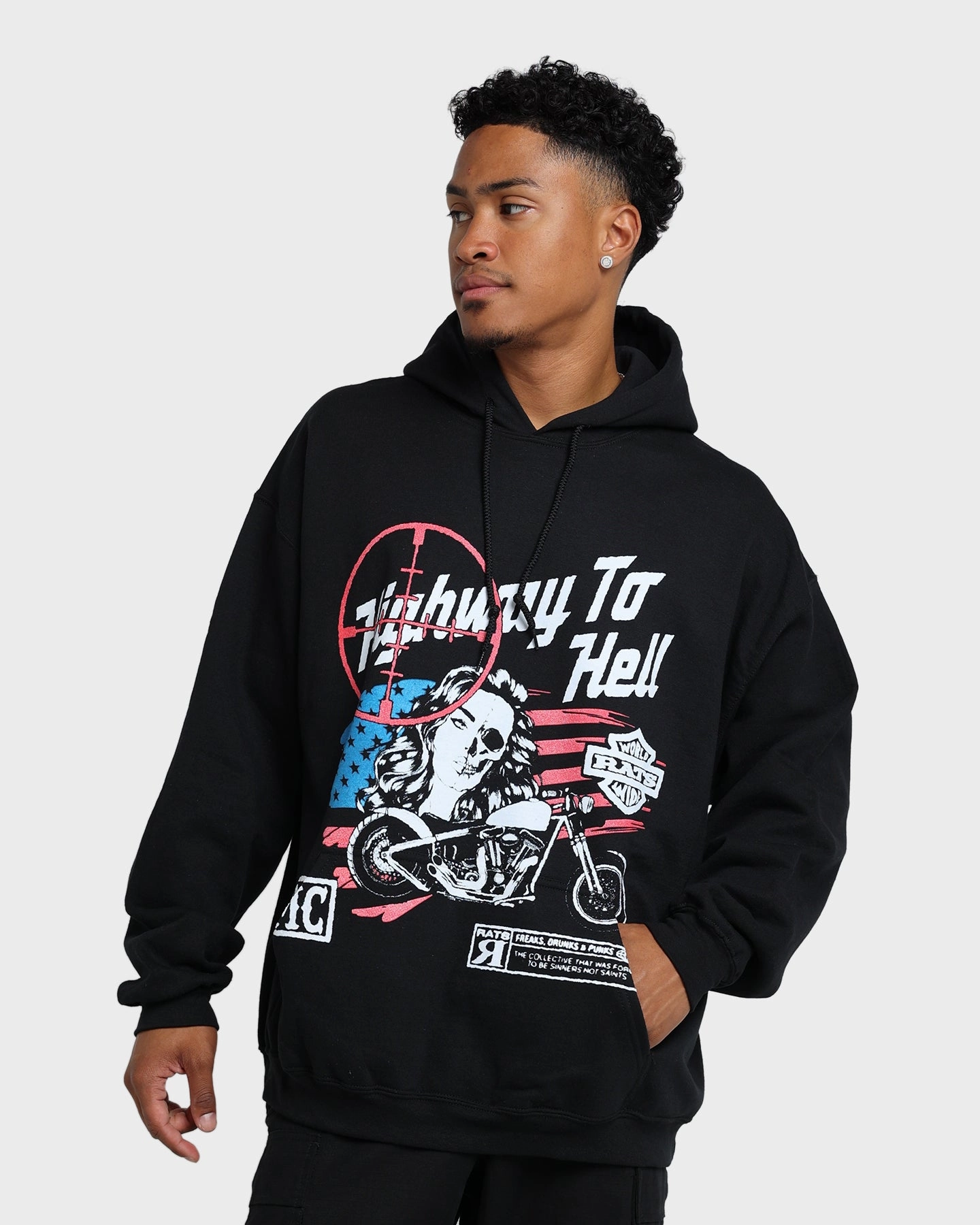 Slimming Weather resistant Rats Get Fat Highway To Hell Hoodie Black