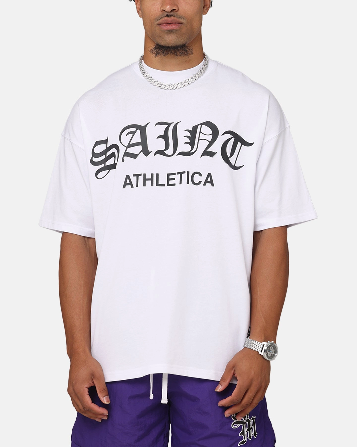 Saint Morta Saint Athletica Boxy T-Shirt White/Black SeamFreeShoulders Skin Friendly Blends