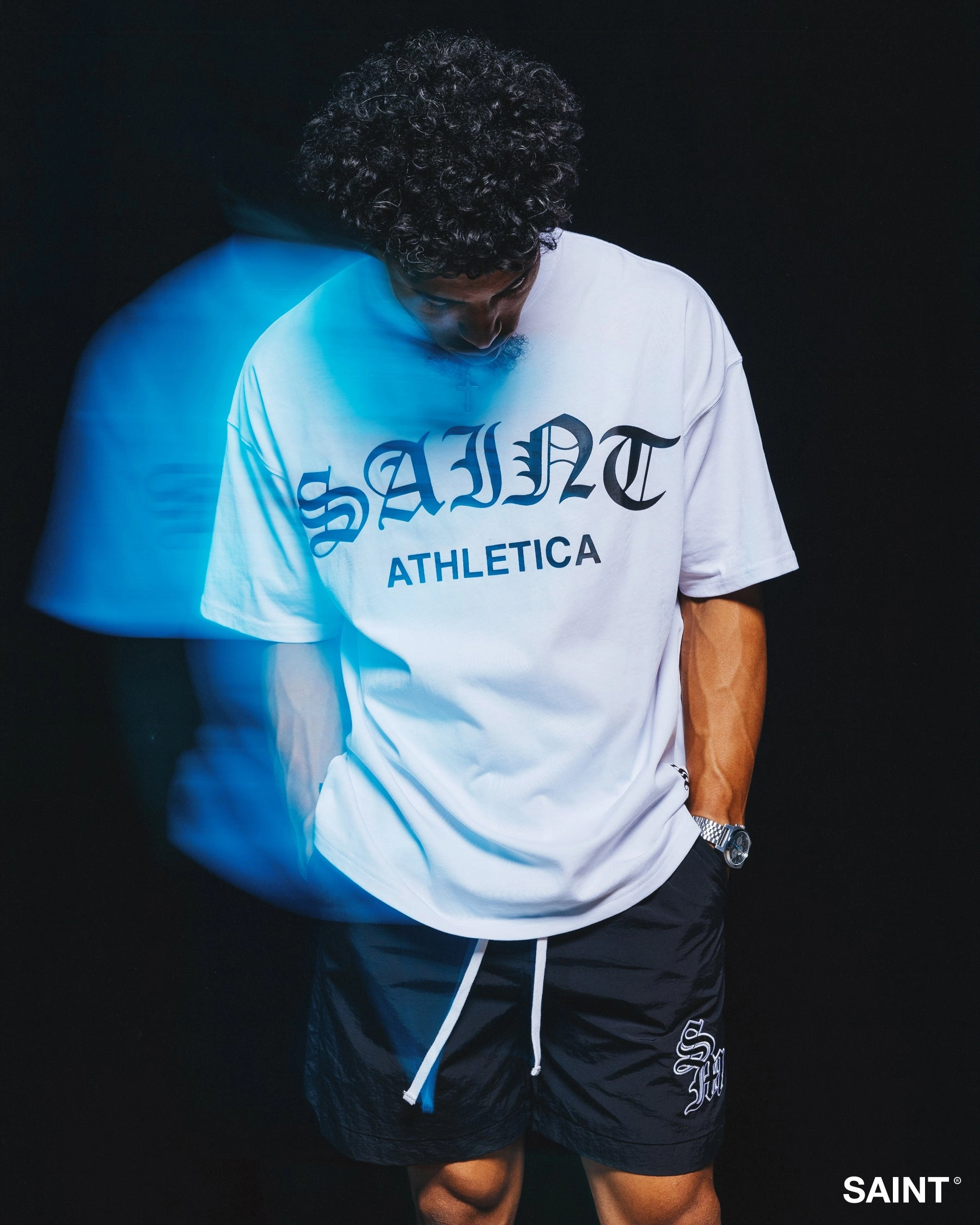Saint Morta Saint Athletica Boxy T-Shirt White/Black Breathable Comfort Wrinkle Resistant Cloth