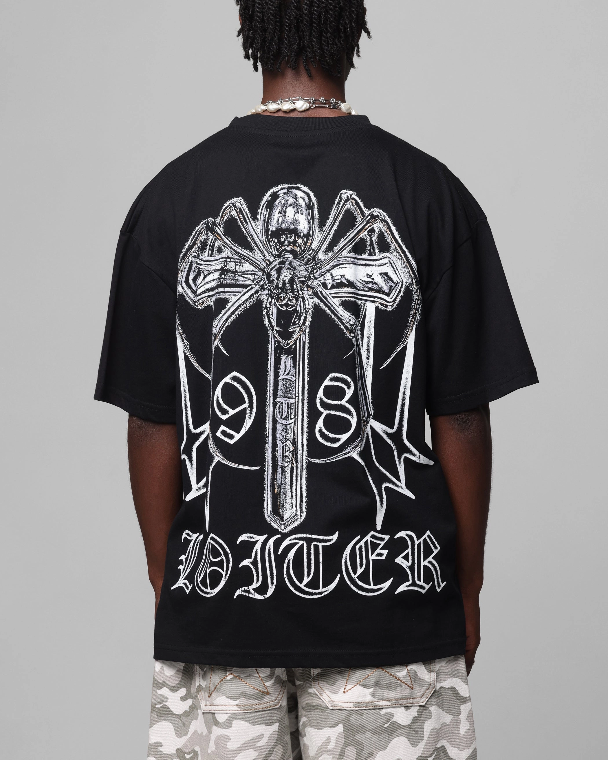 Loiter Chrome Spider T-Shirt Black Relaxed fit wear Lightweight Layer
