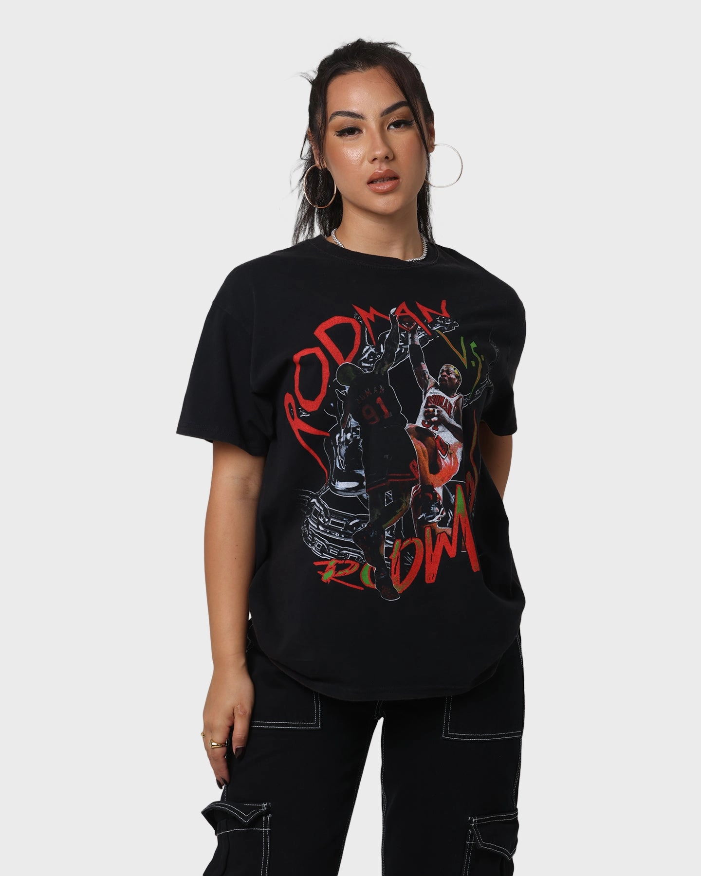 Rodman Brand Rodman V Rodman Vintage T-Shirt Black Wash MinimalistStitching Easy Layer