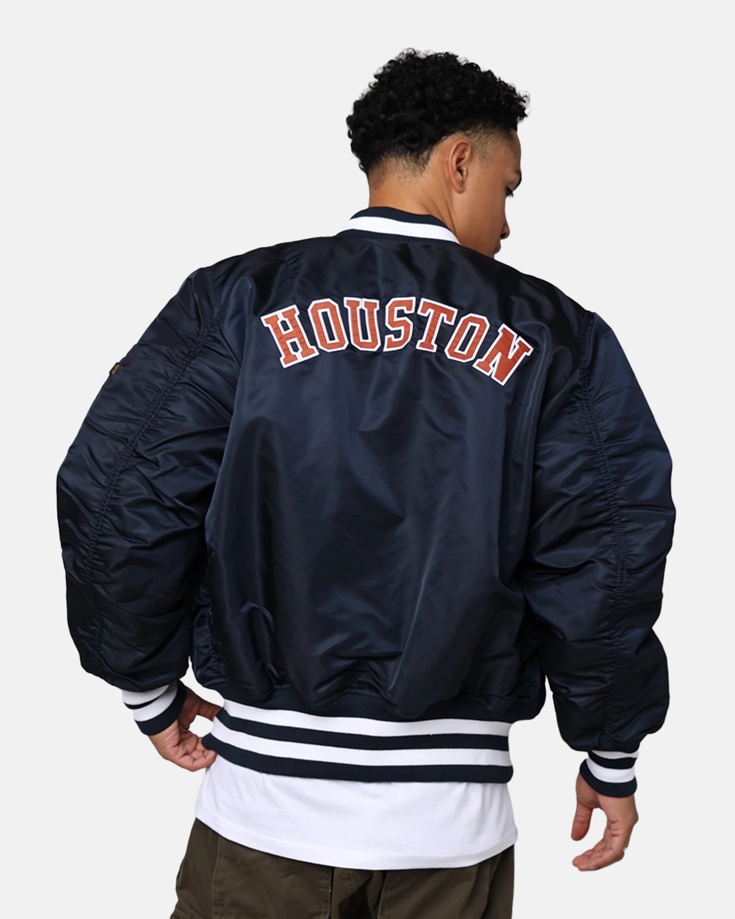 New Era X Alpha Series X MLB Houston Astros MA-1 Bomber Jacket Navy Wind Barrier