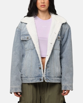 File Saint Morta Sherpa Boxy Denim Jacket Superwash Blue