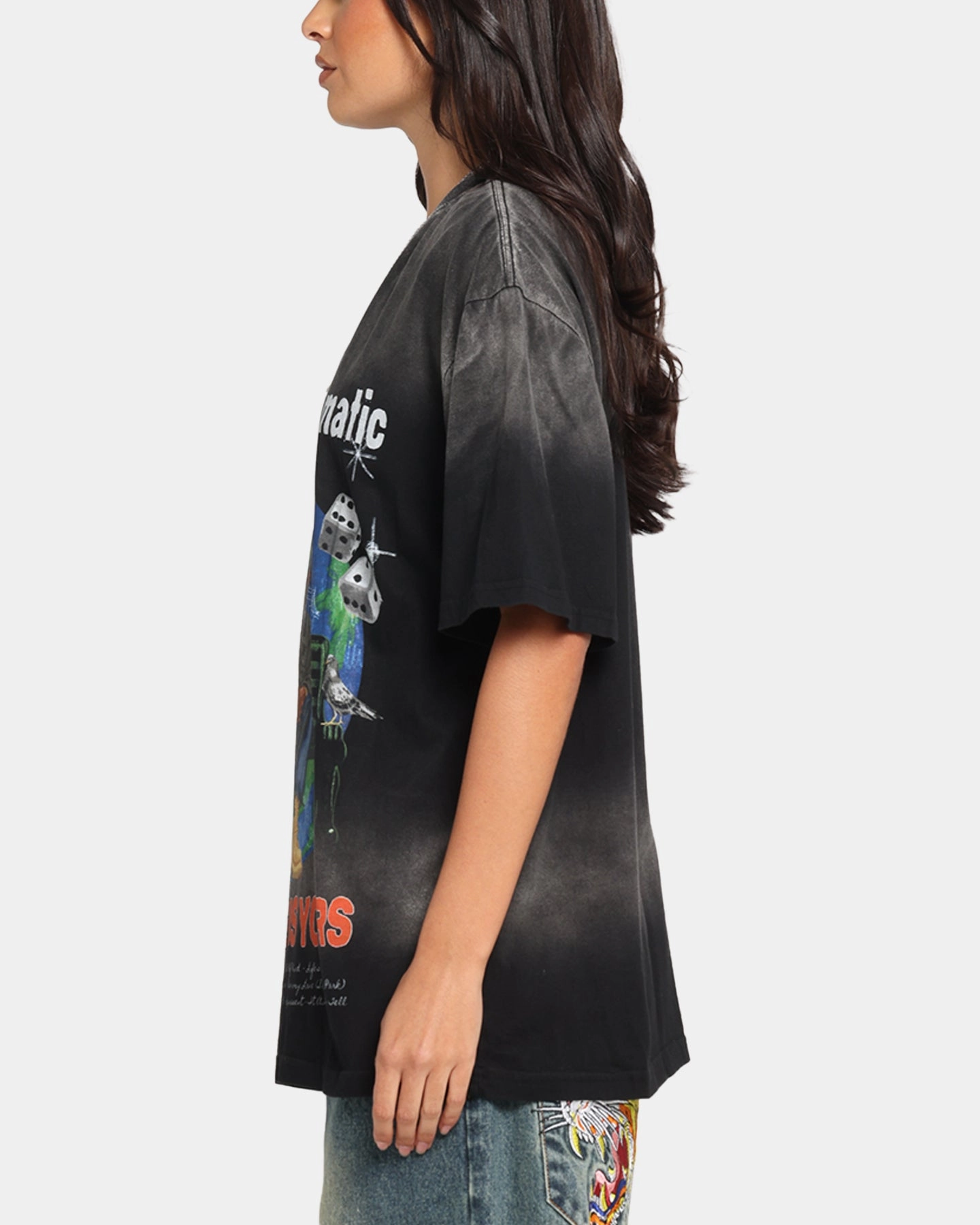 Nas The World Is Yours T-Shirt Washed Black Stylish Layer Look