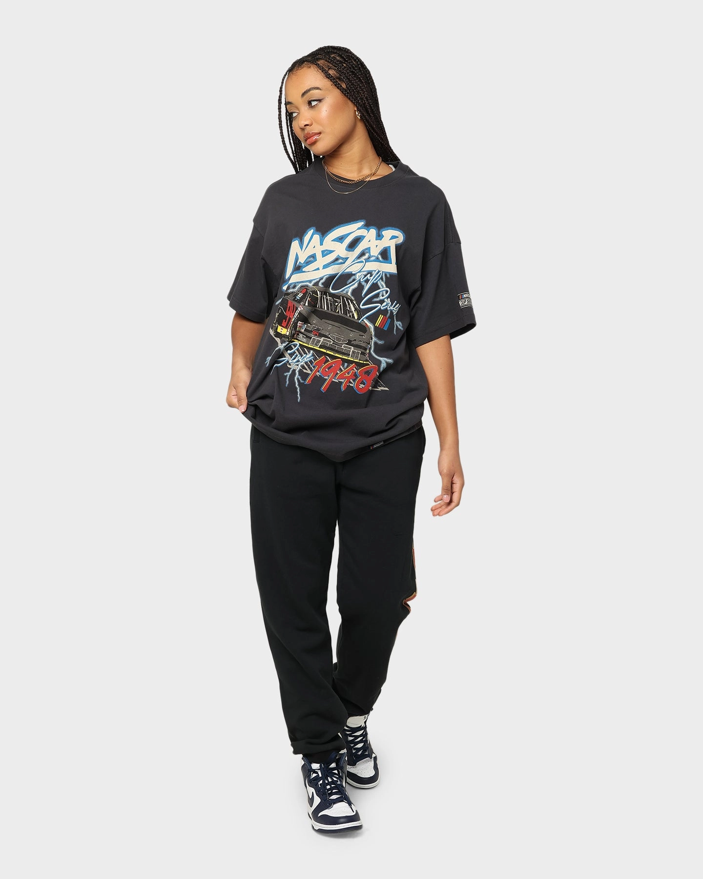 Layered Wear Skinny Fit NASCAR Lightning Cup Series T-Shirt Washed Black