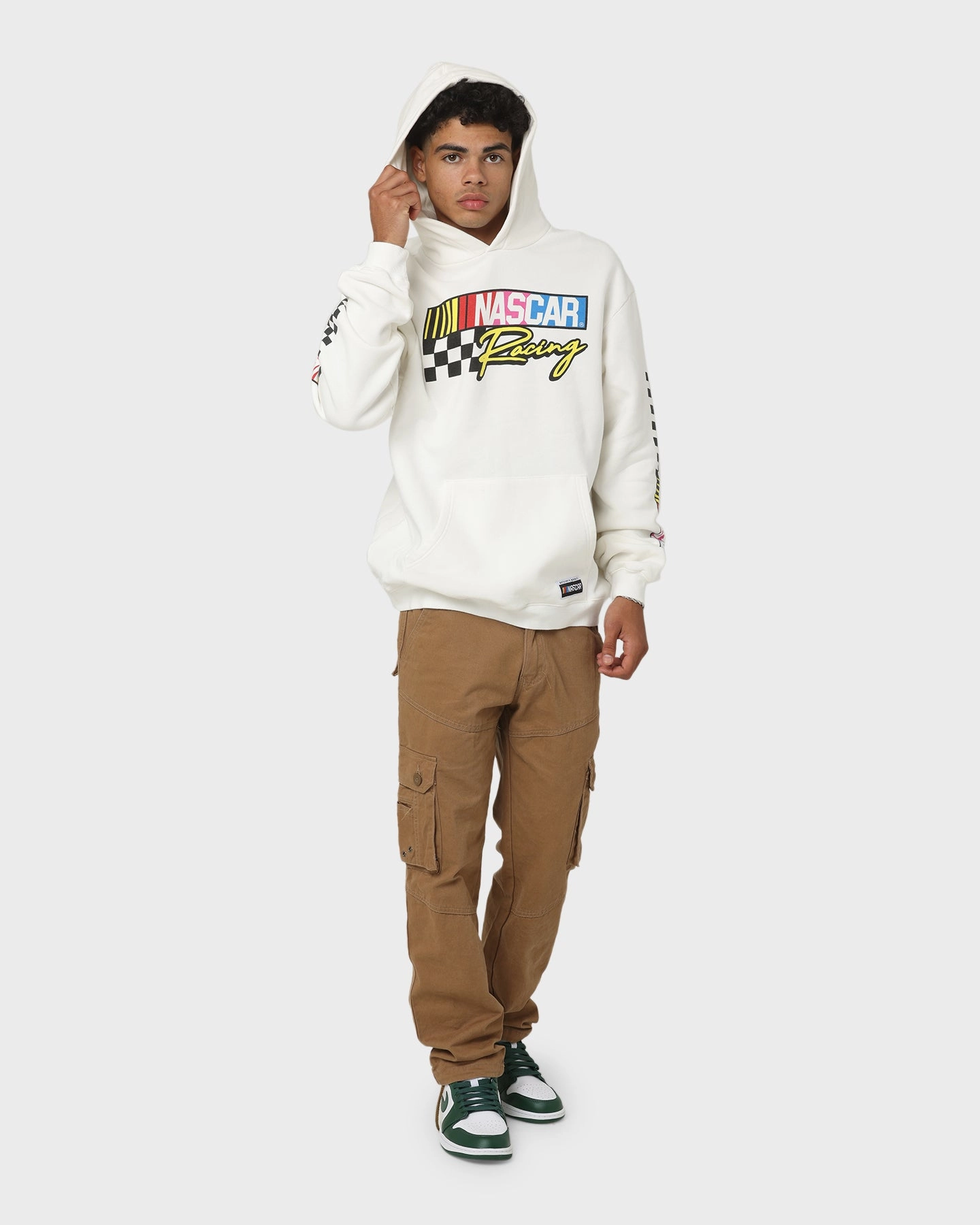 NASCAR NASCAR Racing Hoodie Vintage White Waterproof Outerwear no pocket