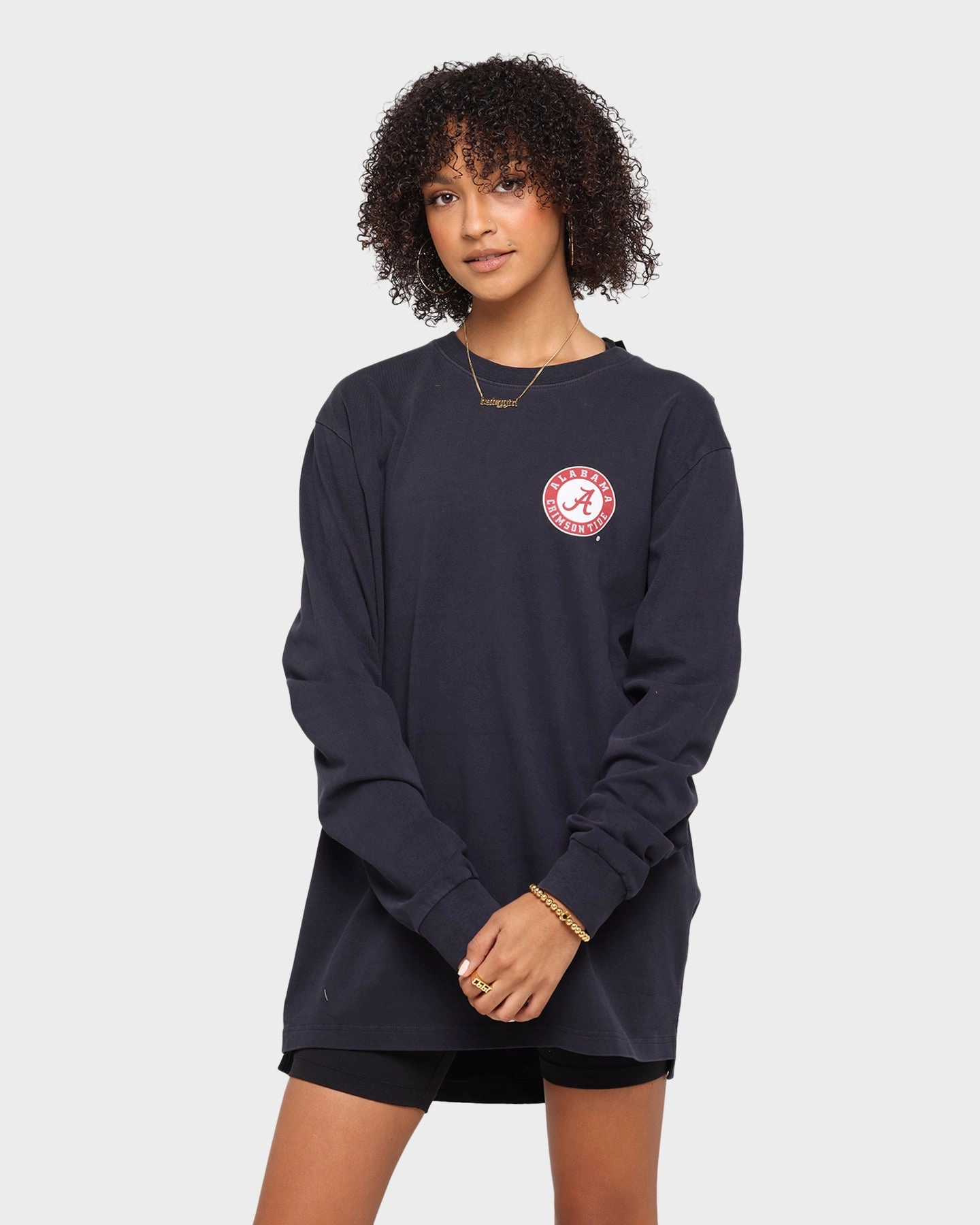 Workout Easy Layer NATIONAL COLLEGIATE ATHLETIC ASSC Alabama Crimson Tide Team Crest Jeaner Long Sleeve T-Shirt Vintage Black