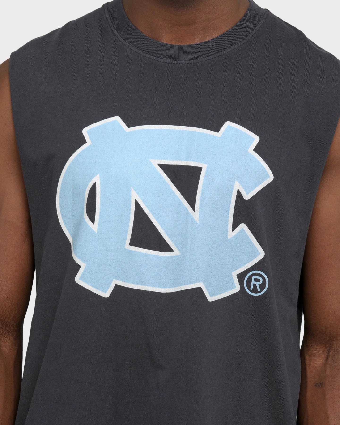 NATIONAL COLLEGIATE ATHLETIC ASSC UNC Team Crest Faded Muscle Vintage Black Cozy Look