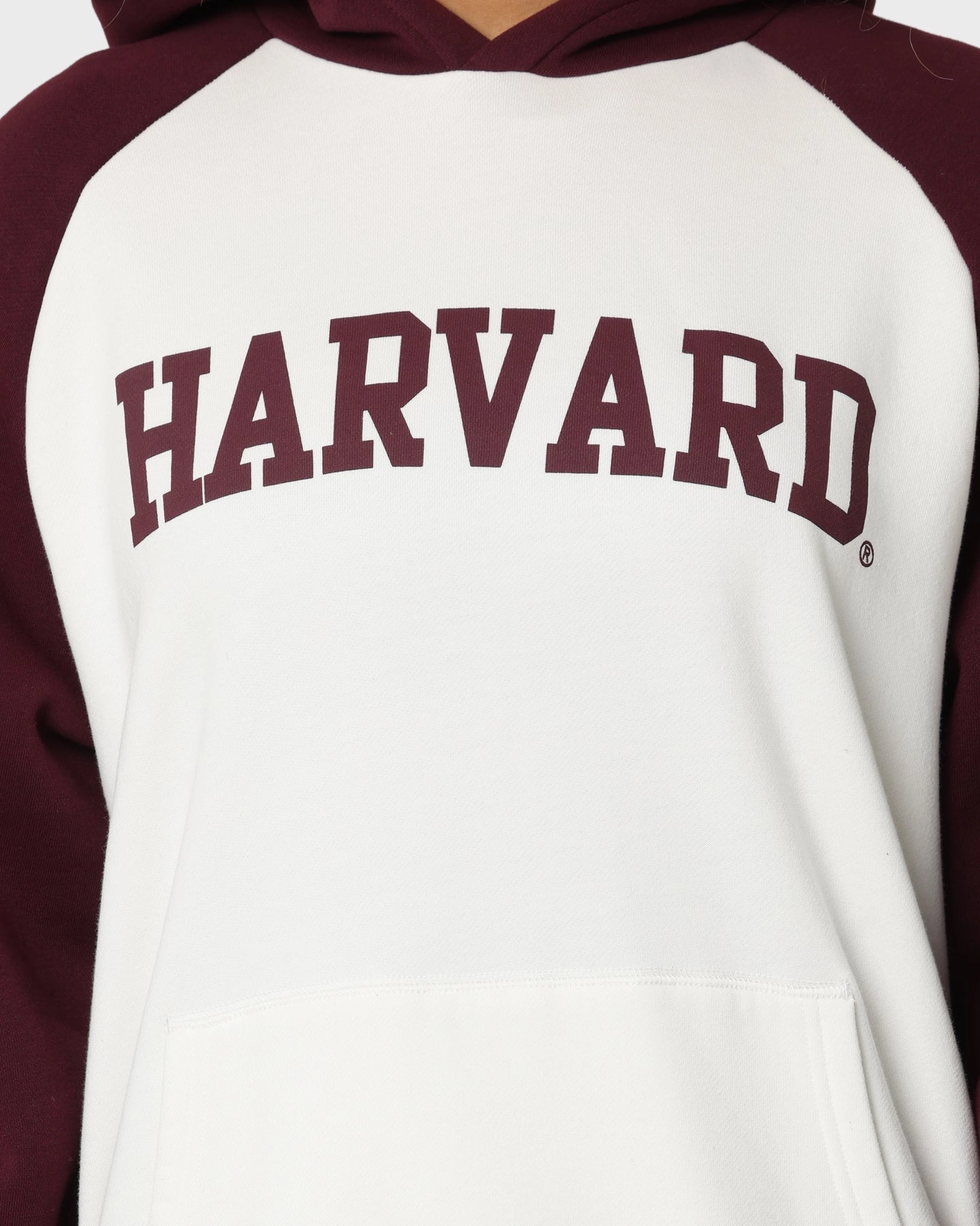 nurses National Collegiate Athletic Association Harvard Crimson Two Tone Raglan Hoodie Vintage White