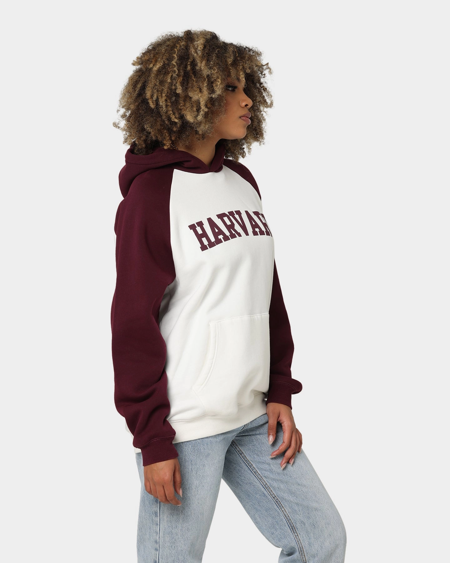suitable for graduations National Collegiate Athletic Association Harvard Crimson Two Tone Raglan Hoodie Vintage White