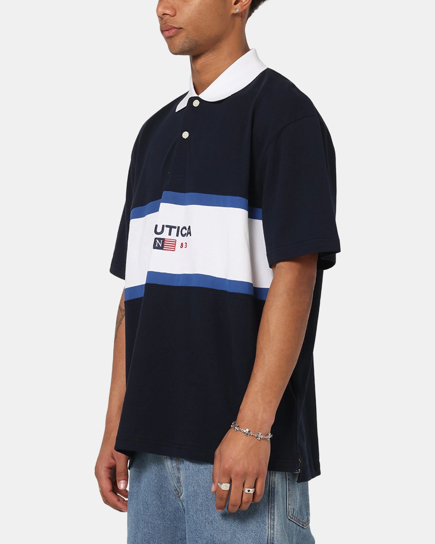 Nautica 83-Flag Block Polo T-Shirt Dark Navy AntiBacterial Coating