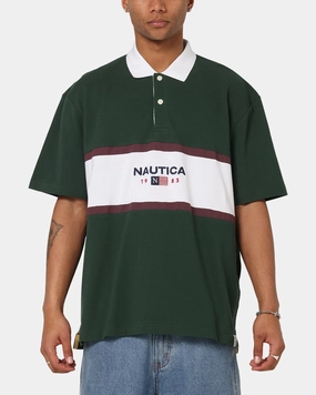 Moisture Wicking Fabric Nautica 83-Flag Block Polo T-Shirt Green/White