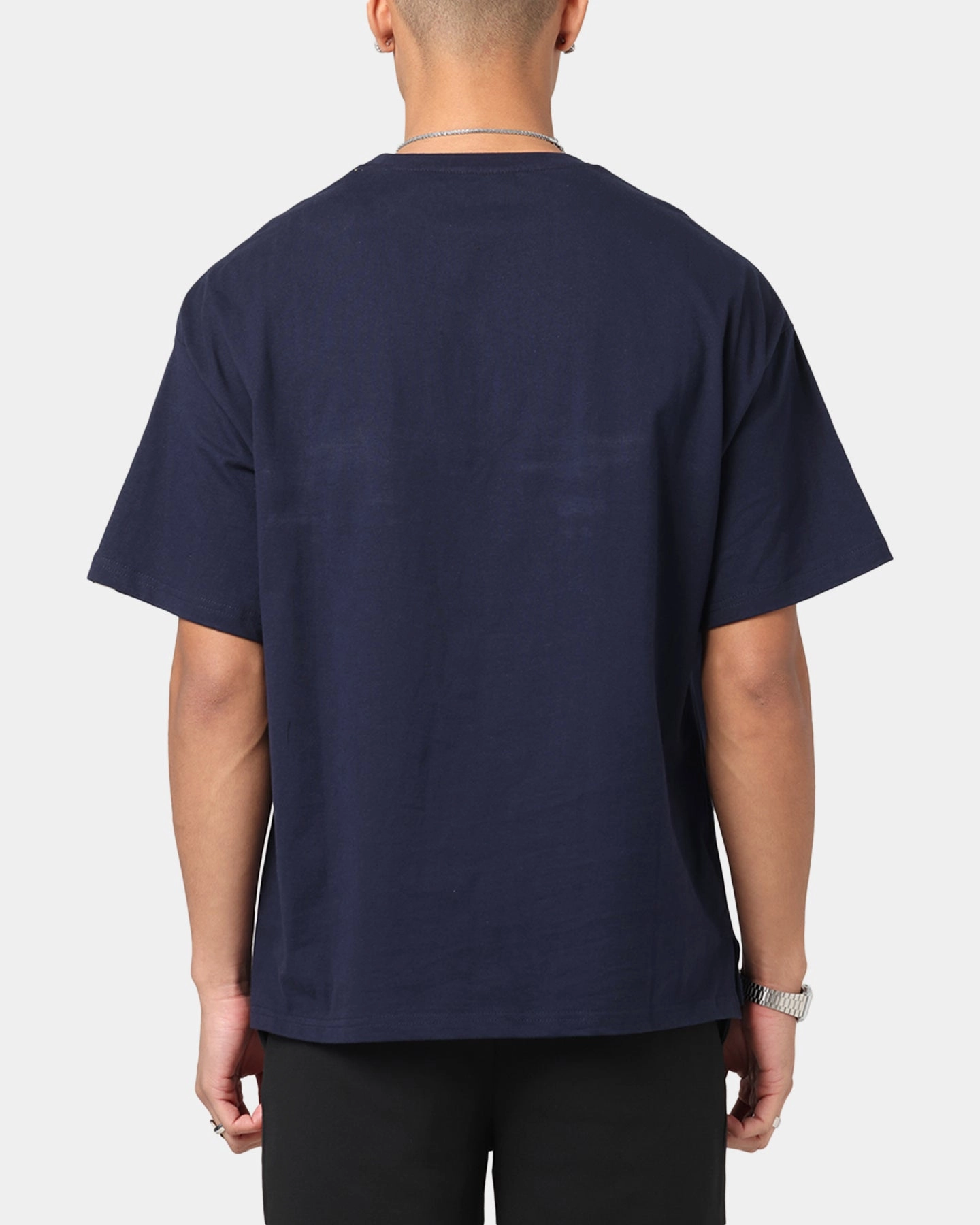 Moisture Control Fabric Distressed Hem Finish Nautica Basic Logo T-Shirt Navy