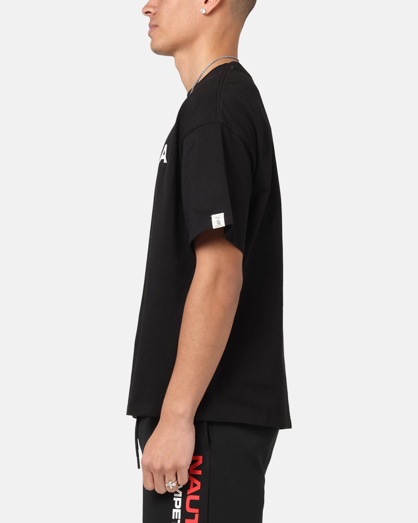 harmonious Soft Layer Nautica Letter Logo T-Shirt Black