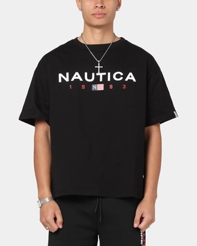 Chic and Soft Nautica Letter Logo T-Shirt Black