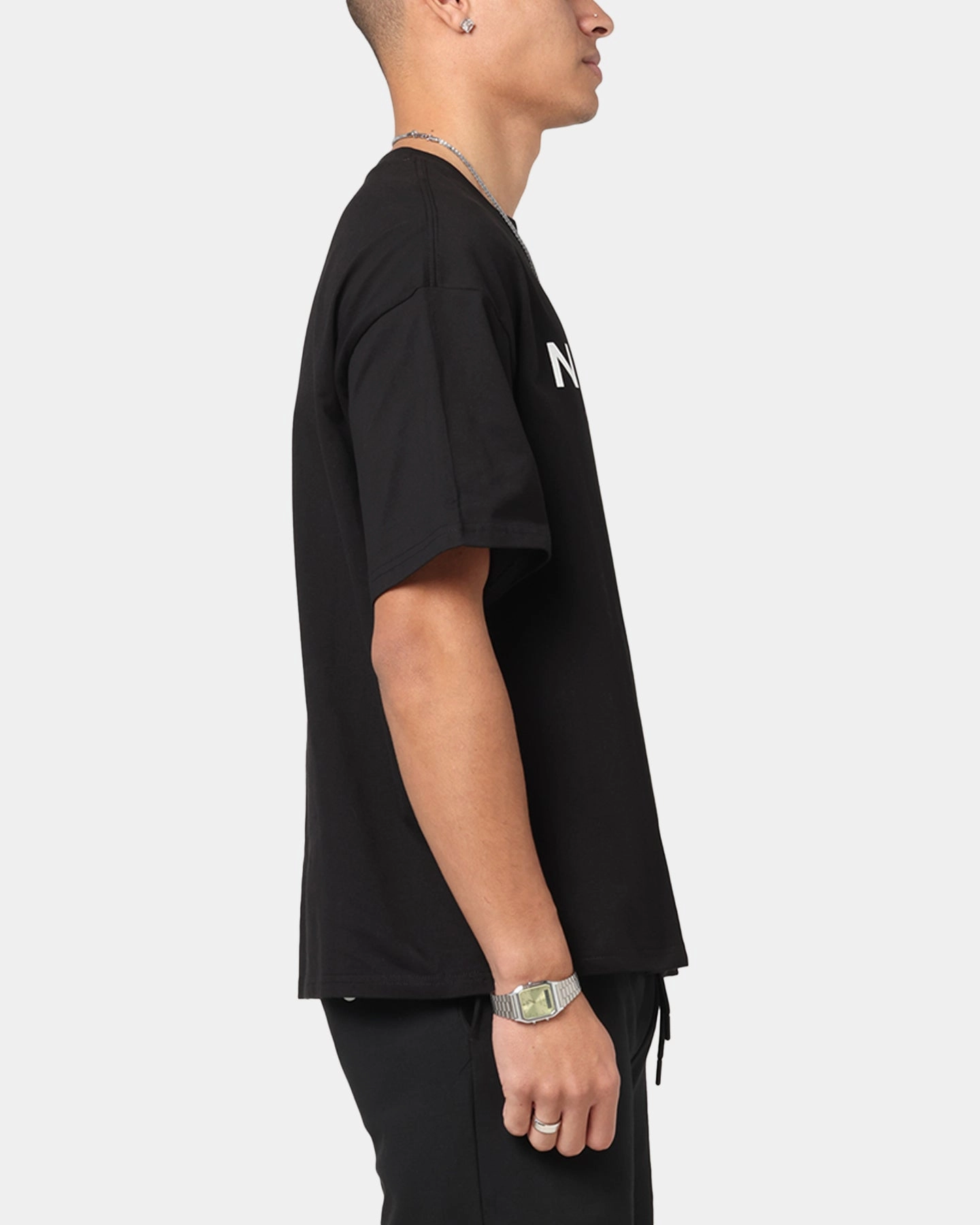 Minimalist fashion Classic Smart Nautica Letter Logo T-Shirt Black