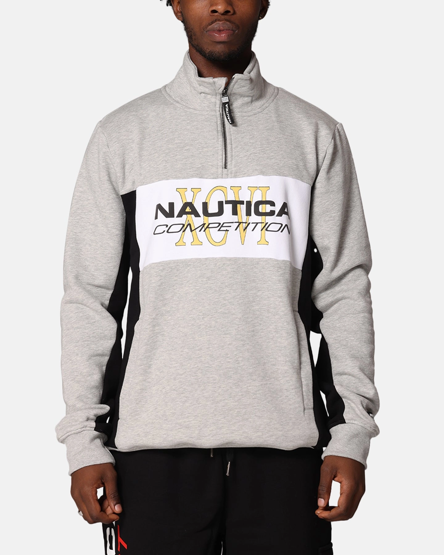 Nautica Mallard 1/4 Zip-Up Top Grey Marle Rubberized Edging