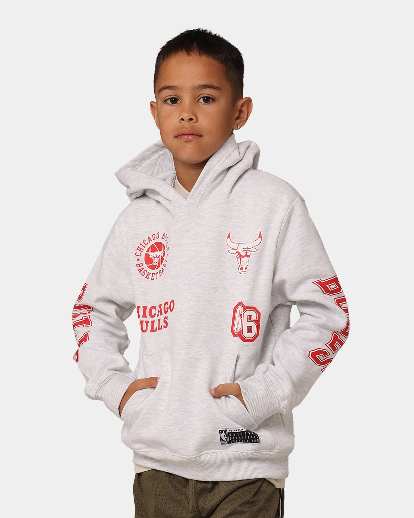 Sort NBA Kids' Chicago Bulls Union Fleece Hoodie Silver Marle