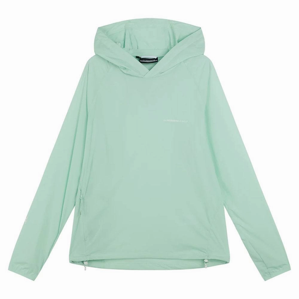 mobile J.Lindeberg Arron Stretch Wind Hoodie Golf Jacket Honeydew - SS23 Men